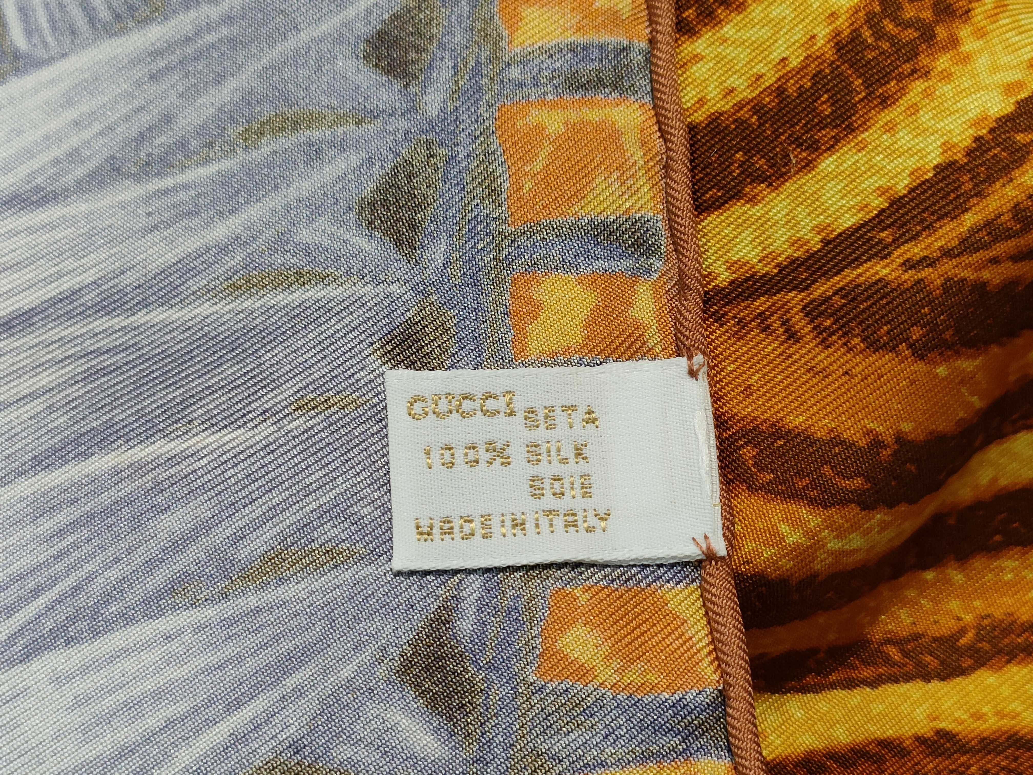 Gucci Fruit and Cultural Motif Silk Scarf
