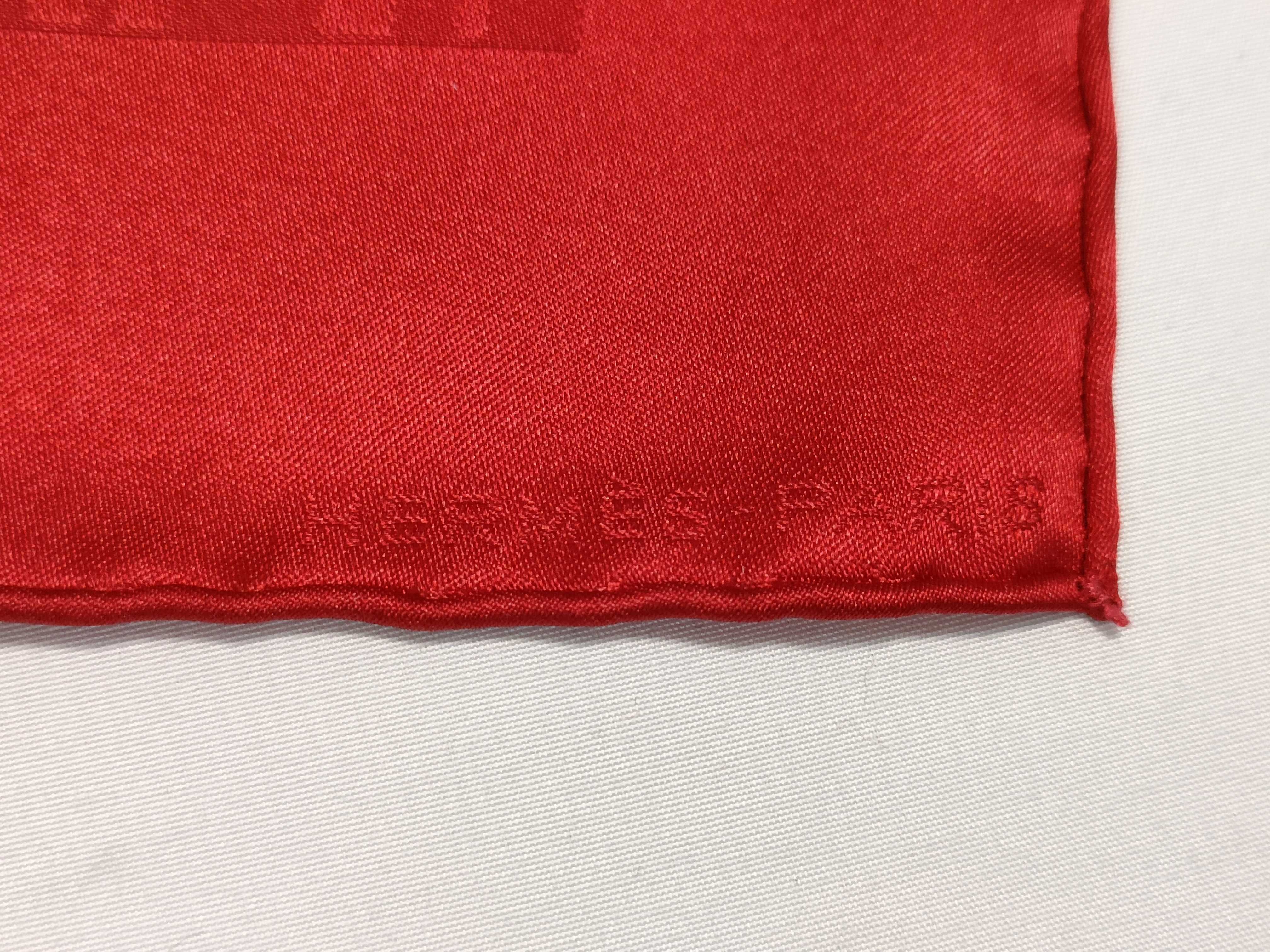 Hermes Faconnee Grand H Silk Carre 45 in Red