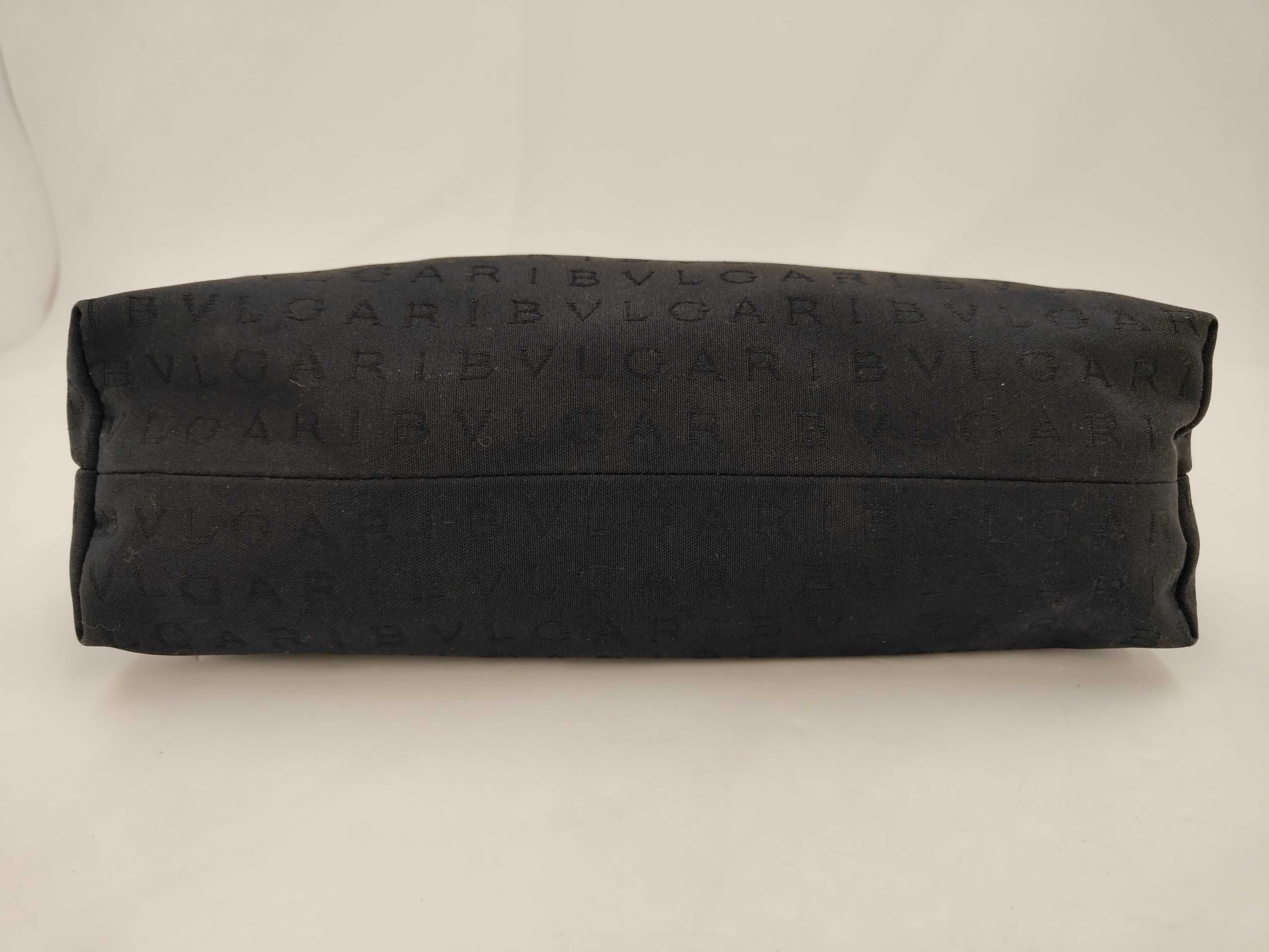 BVLGARI Logomania Black Canvas and Leather Baguette Shoulder Bag