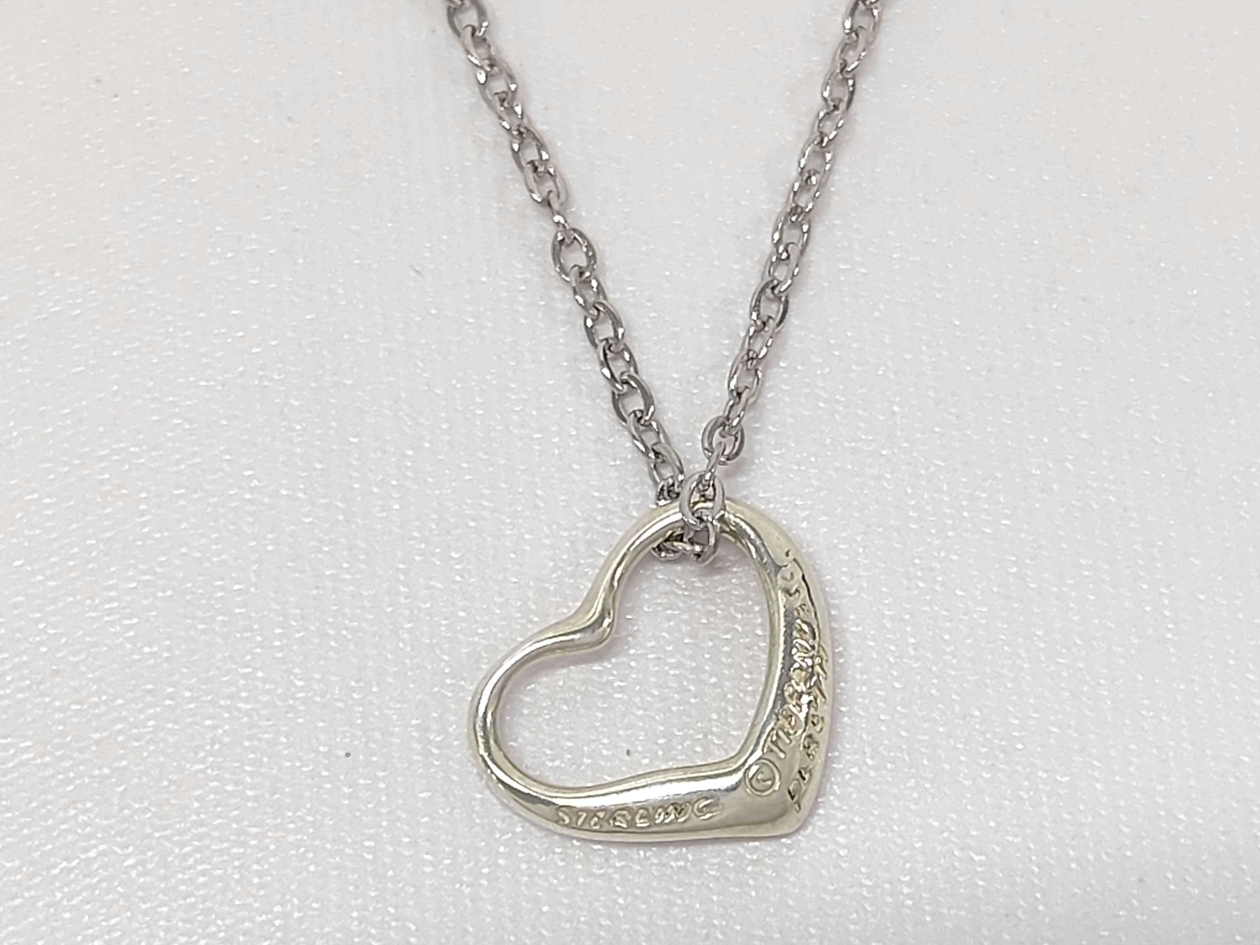 Tiffany & Co Elsa Peretti Sterling Silver Open Heart Pendant Necklace