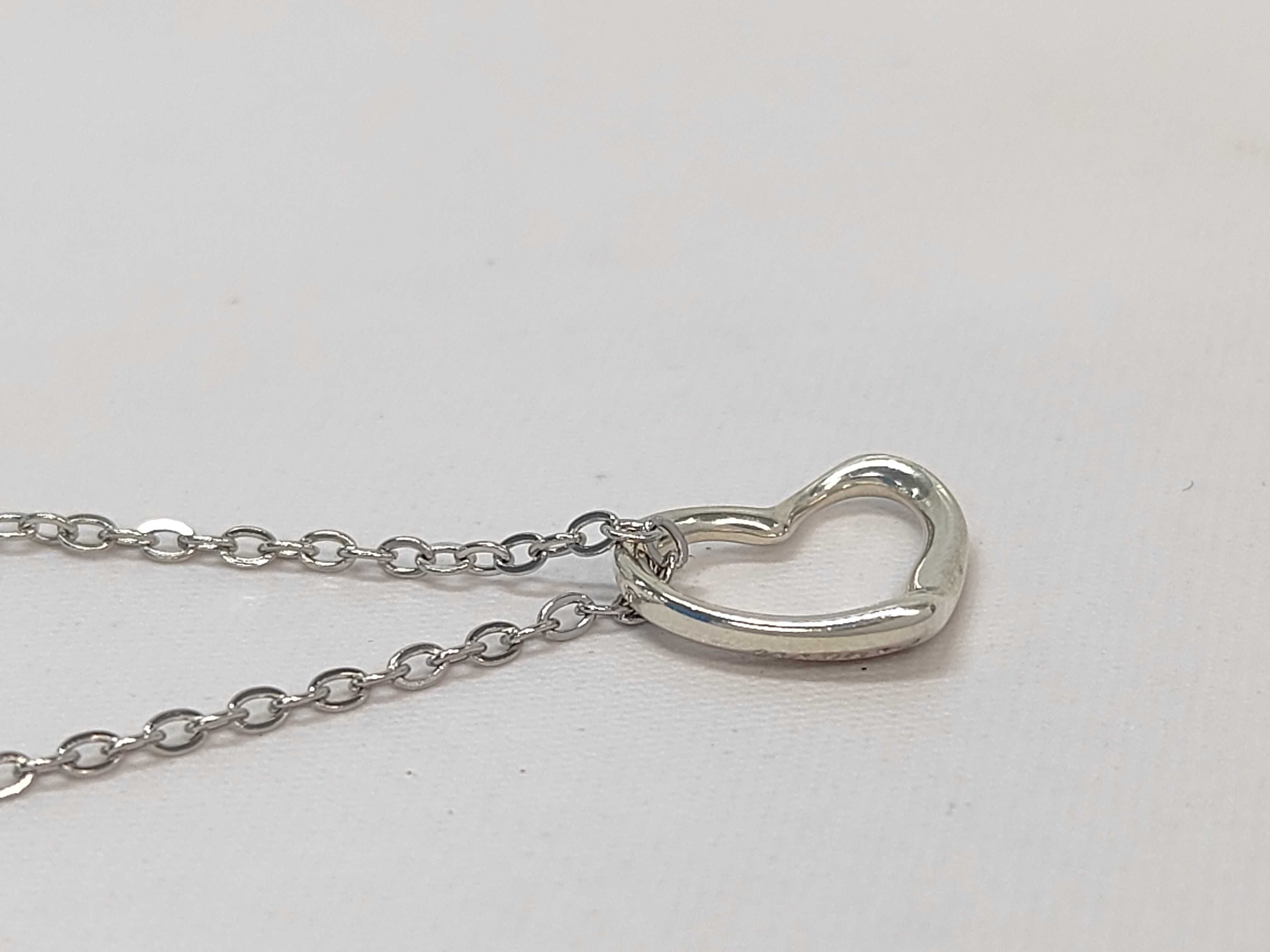 Tiffany & Co Elsa Peretti Sterling Silver Open Heart Pendant Necklace