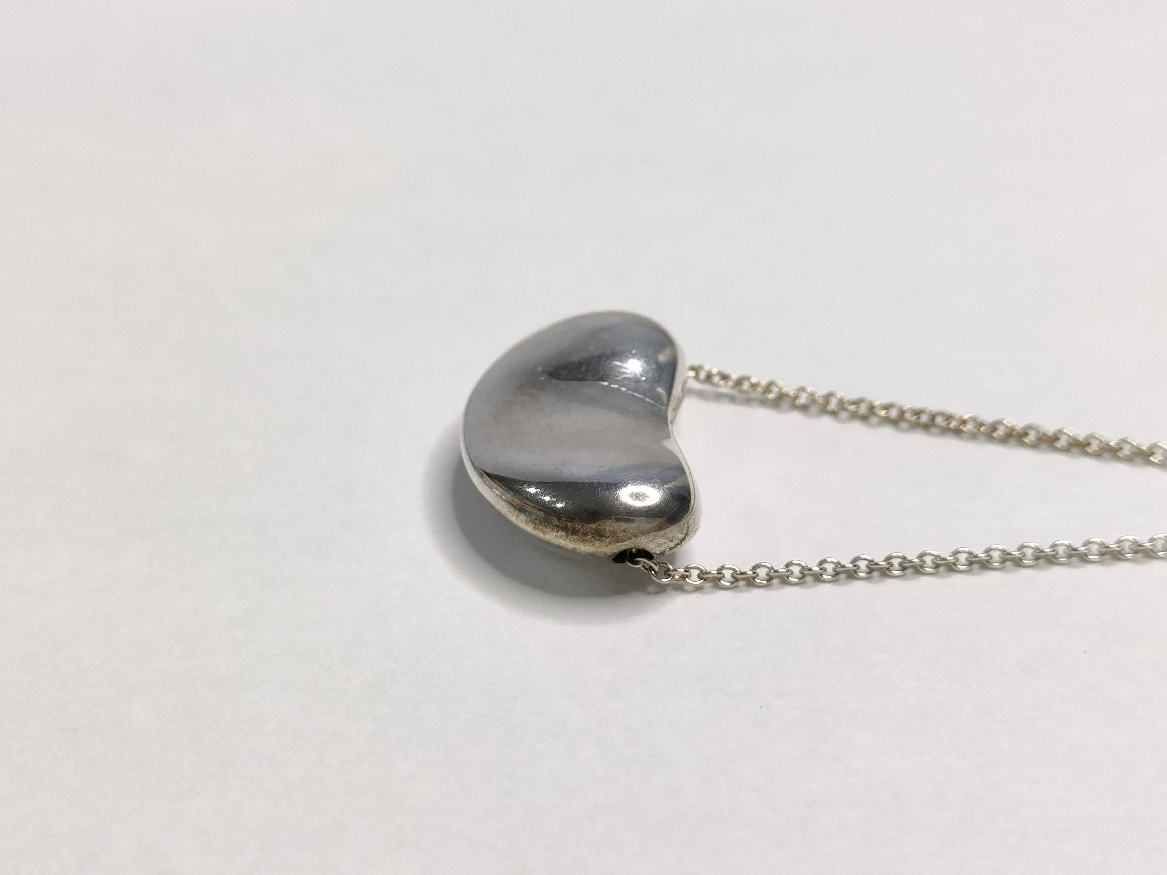 Tiffany and Co. Elsa Peretti Sterling Silver Bean Pendant Necklace