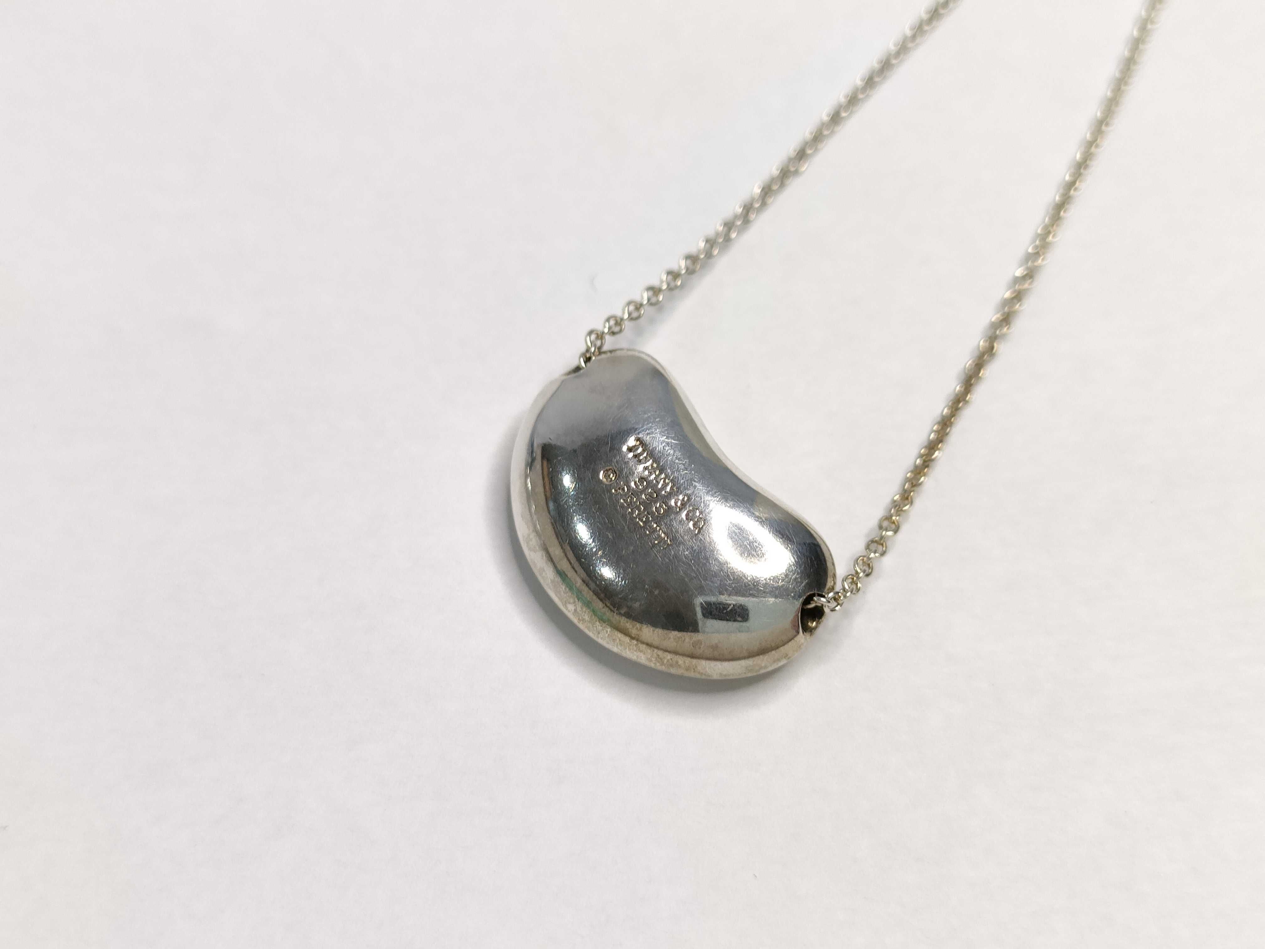 Tiffany and Co. Elsa Peretti Sterling Silver Bean Pendant Necklace