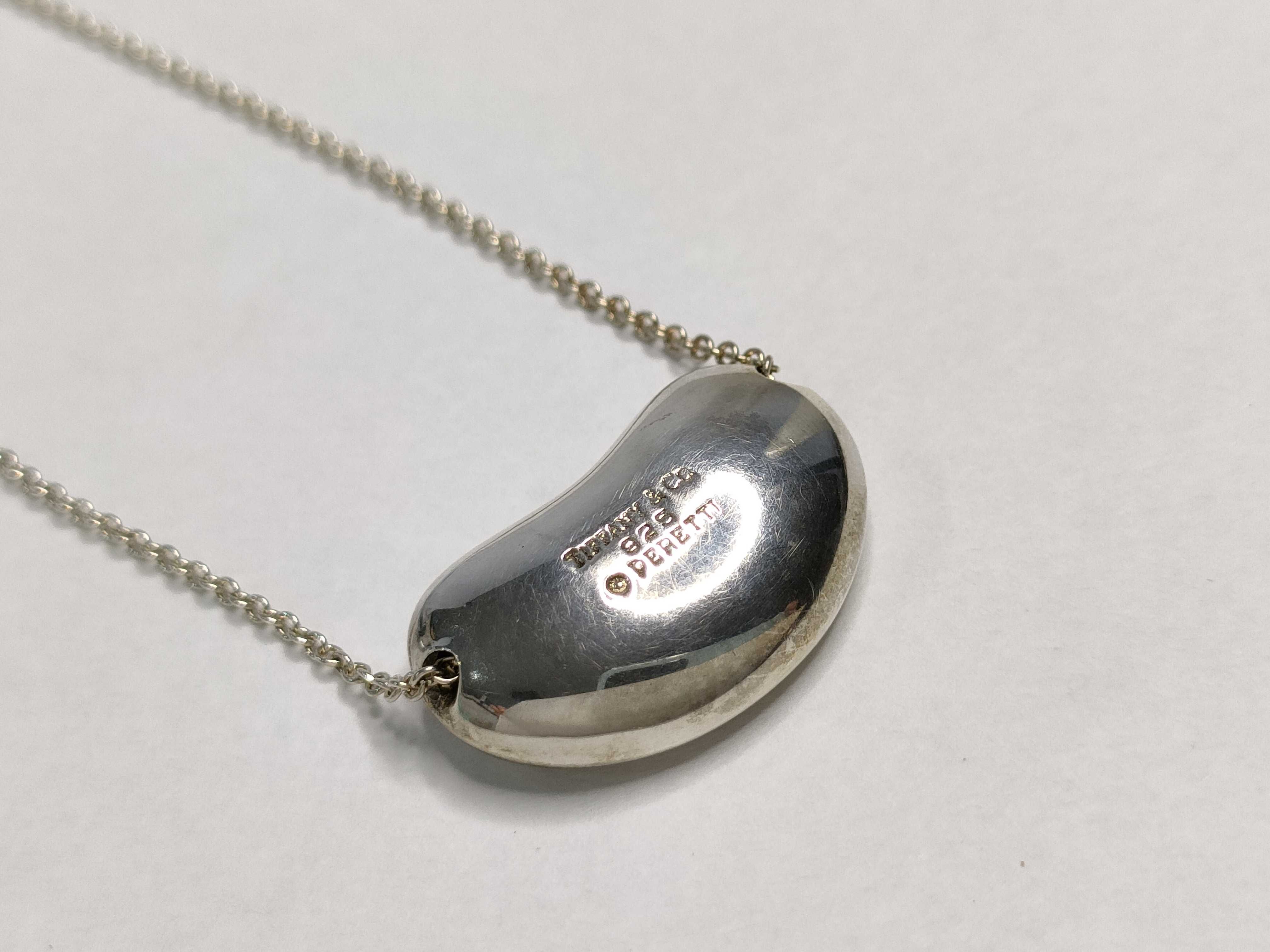 Tiffany and Co. Elsa Peretti Sterling Silver Bean Pendant Necklace