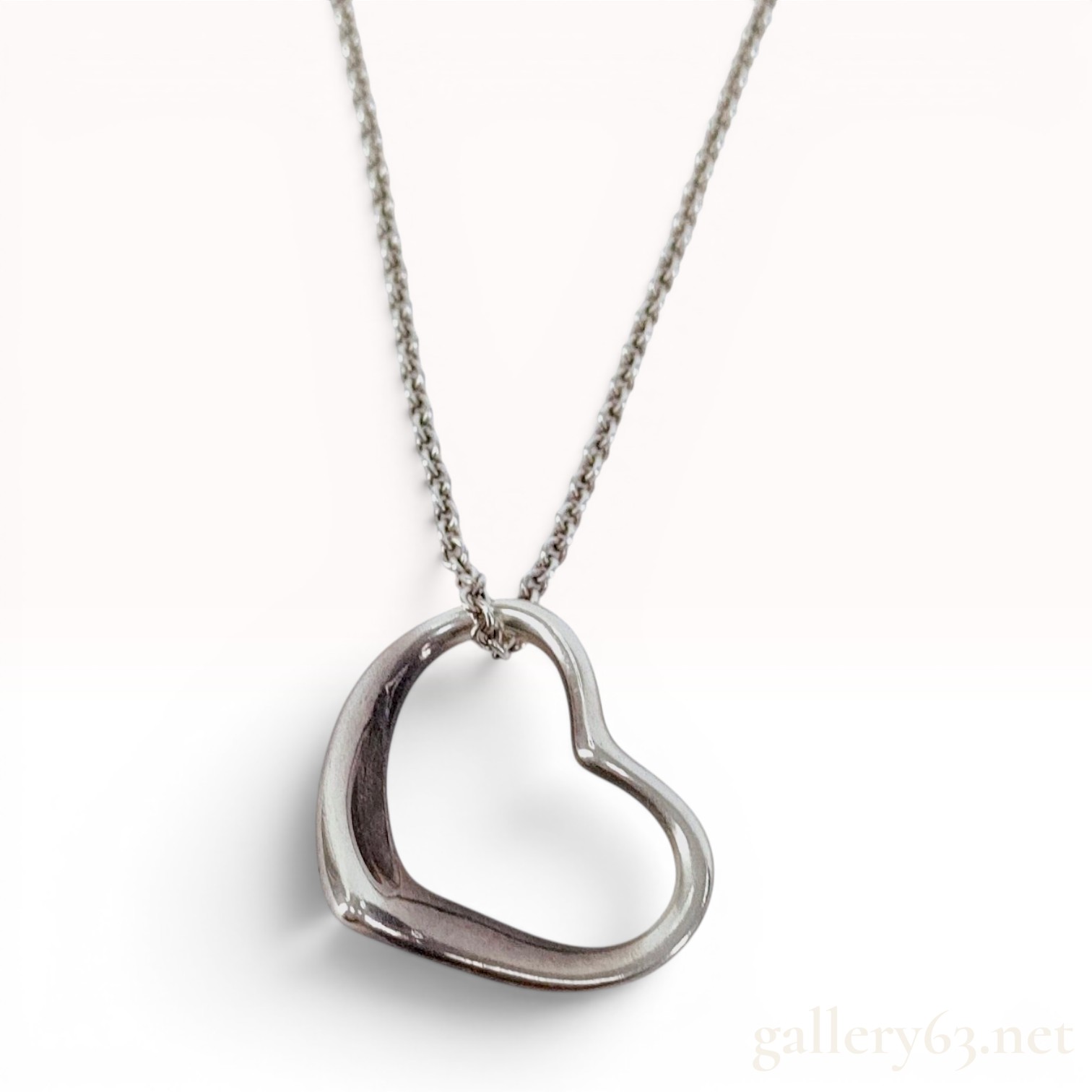 Tiffany and Co Elsa Peretti Sterling Silver Open Heart Pendant Necklace