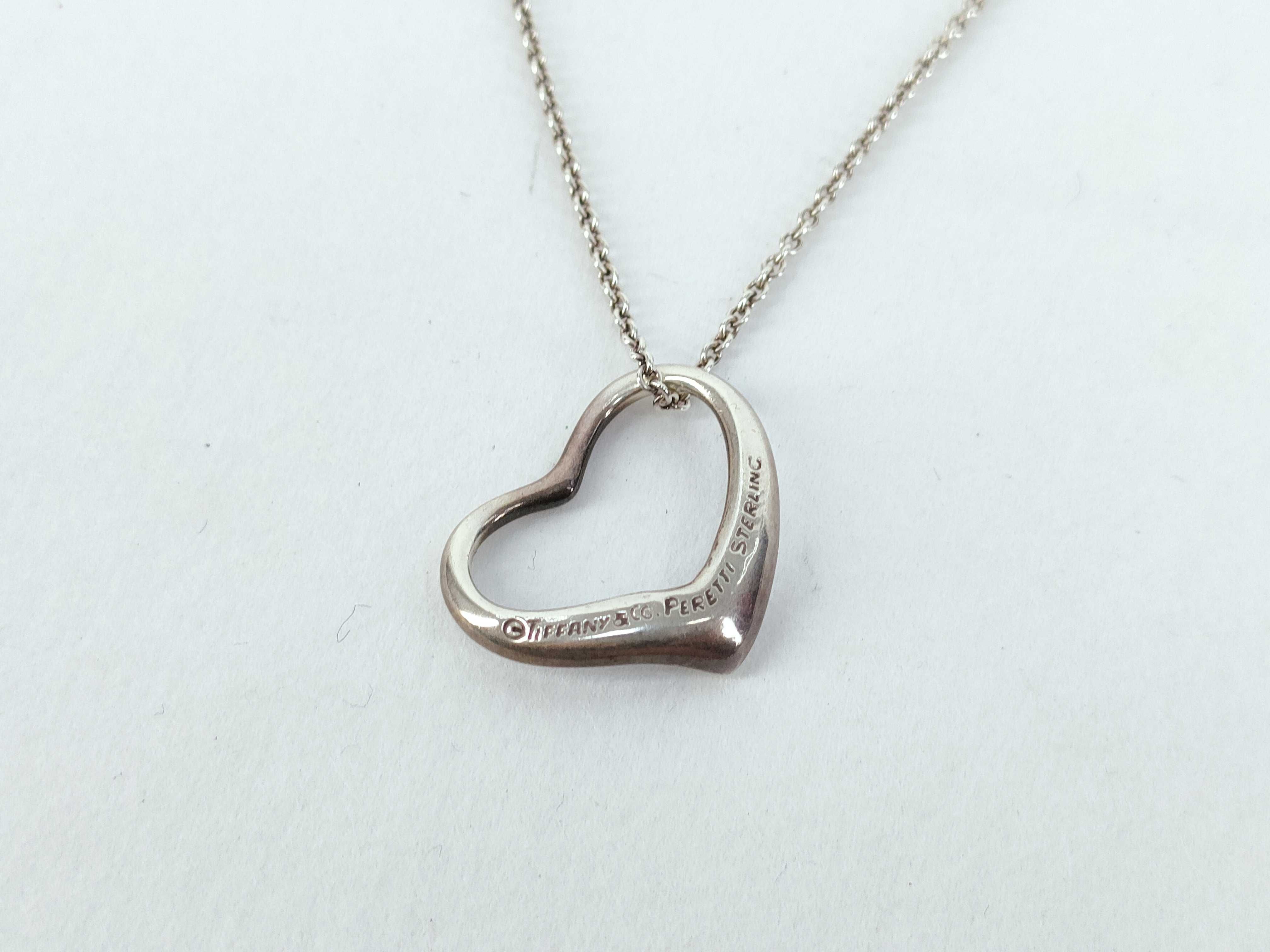 Tiffany and Co Elsa Peretti Sterling Silver Open Heart Pendant Necklace