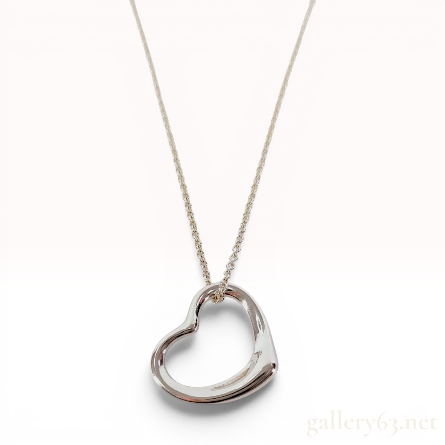 Tiffany and Co. Elsa Peretti Sterling Silver Open Heart Pendant Necklace