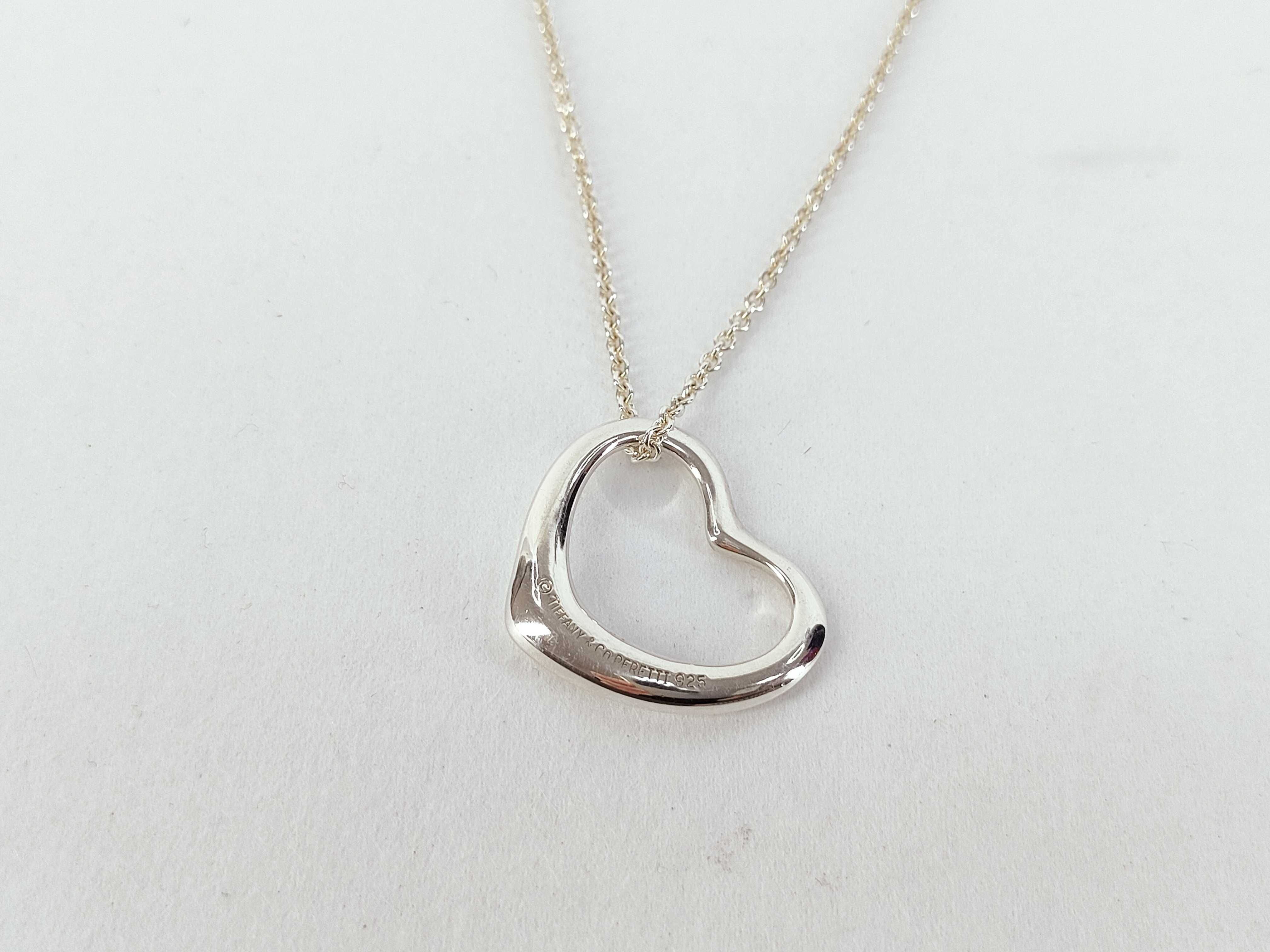 Tiffany and Co. Elsa Peretti Sterling Silver Open Heart Pendant Necklace