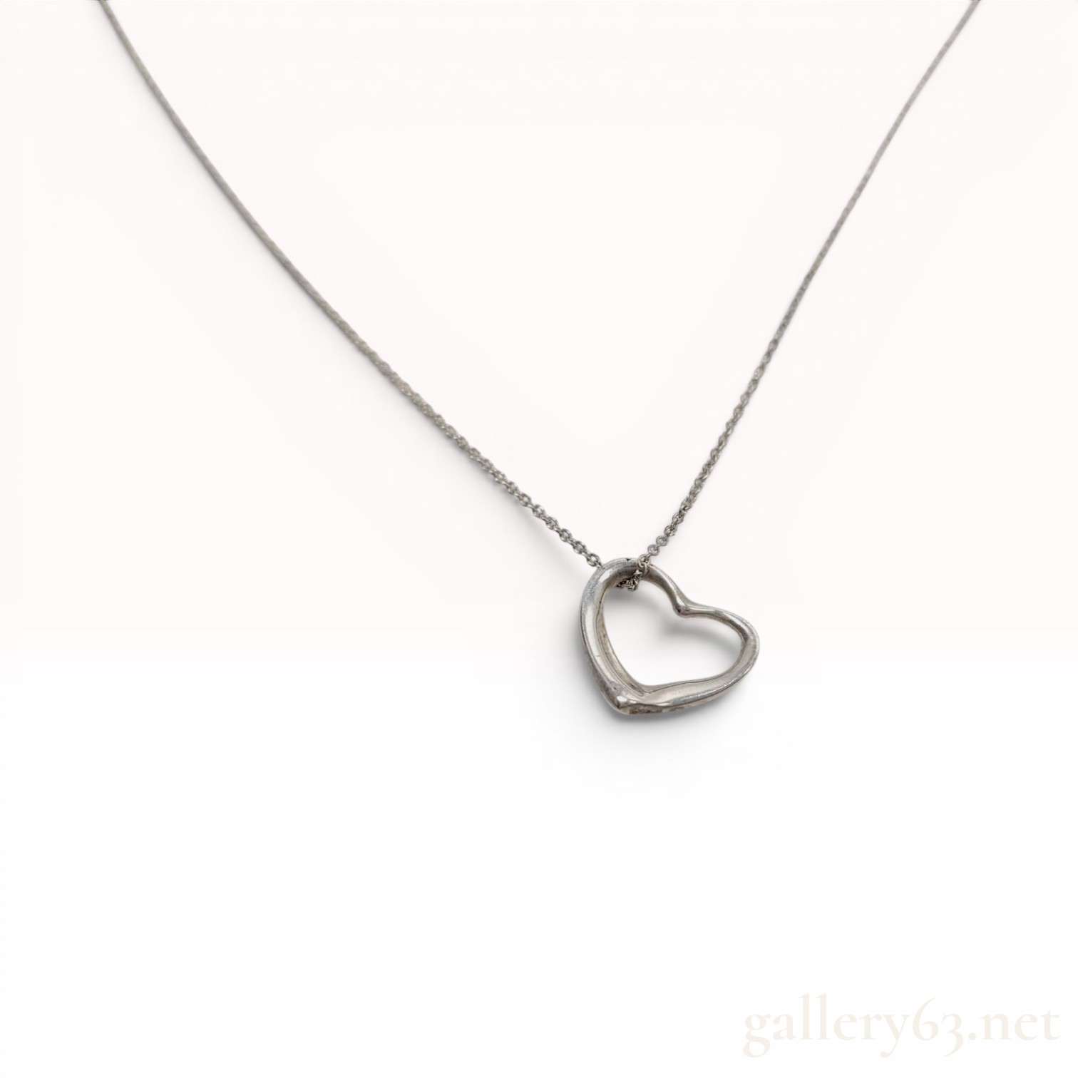 Tiffany and Co Elsa Peretti Sterling Silver Open Heart Pendant Necklace
