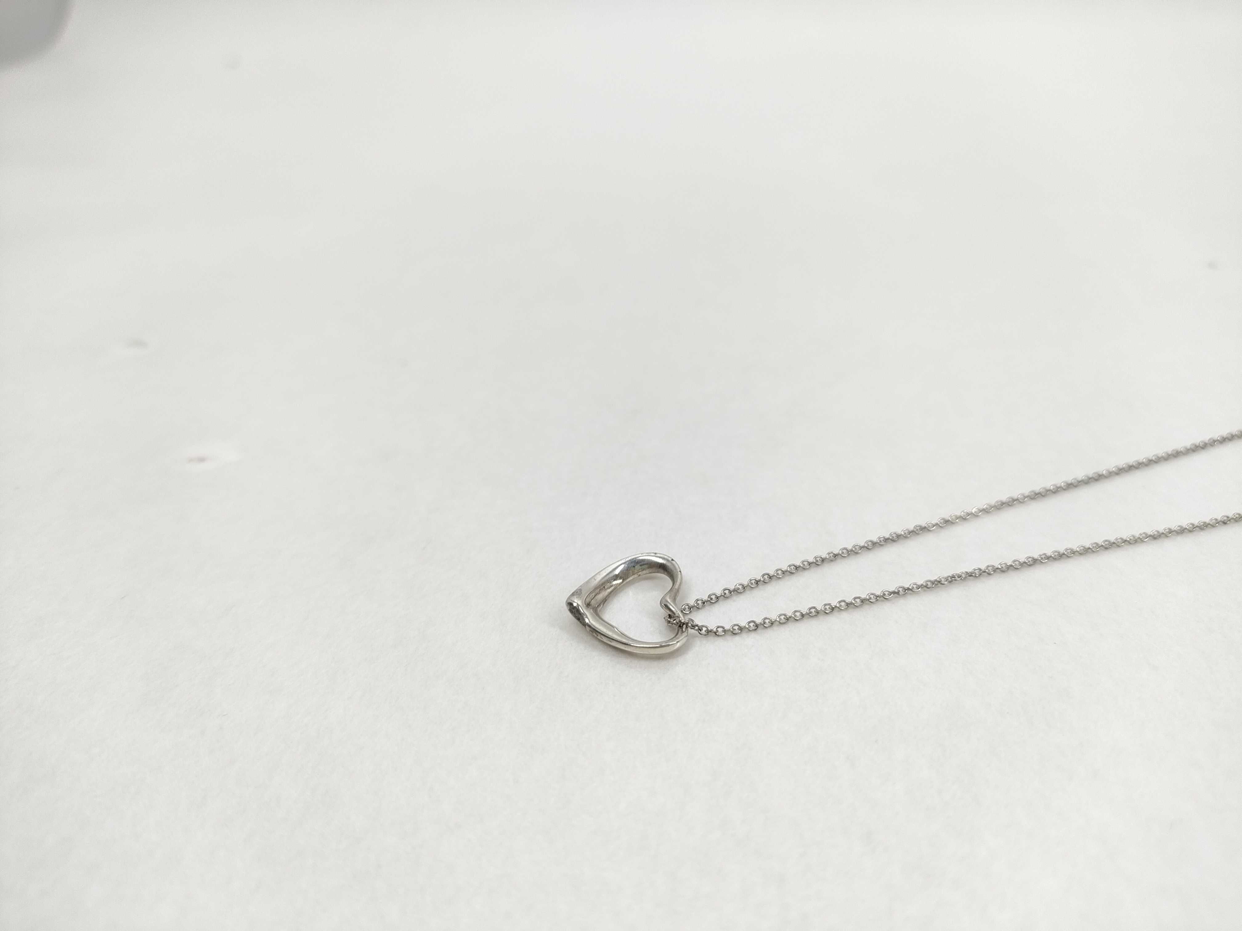 Tiffany and Co Elsa Peretti Sterling Silver Open Heart Pendant Necklace
