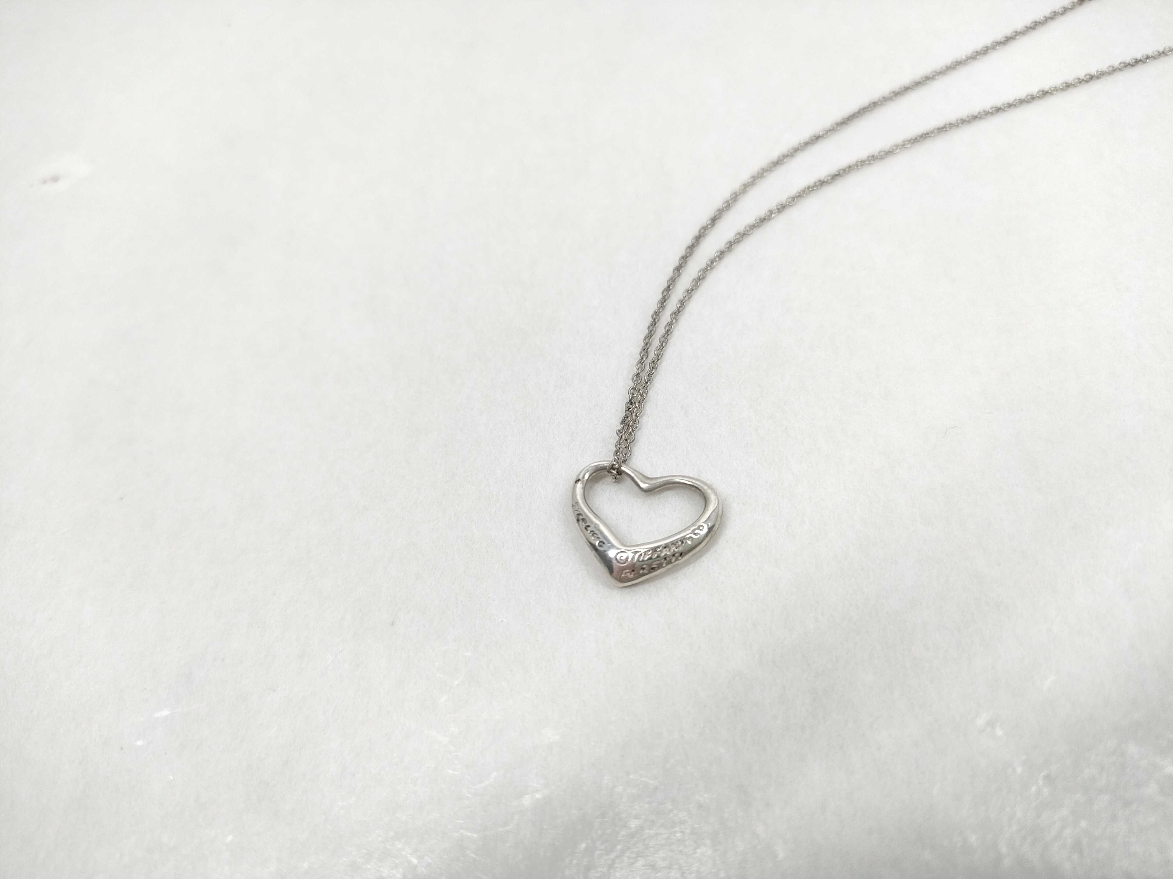 Tiffany and Co Elsa Peretti Sterling Silver Open Heart Pendant Necklace