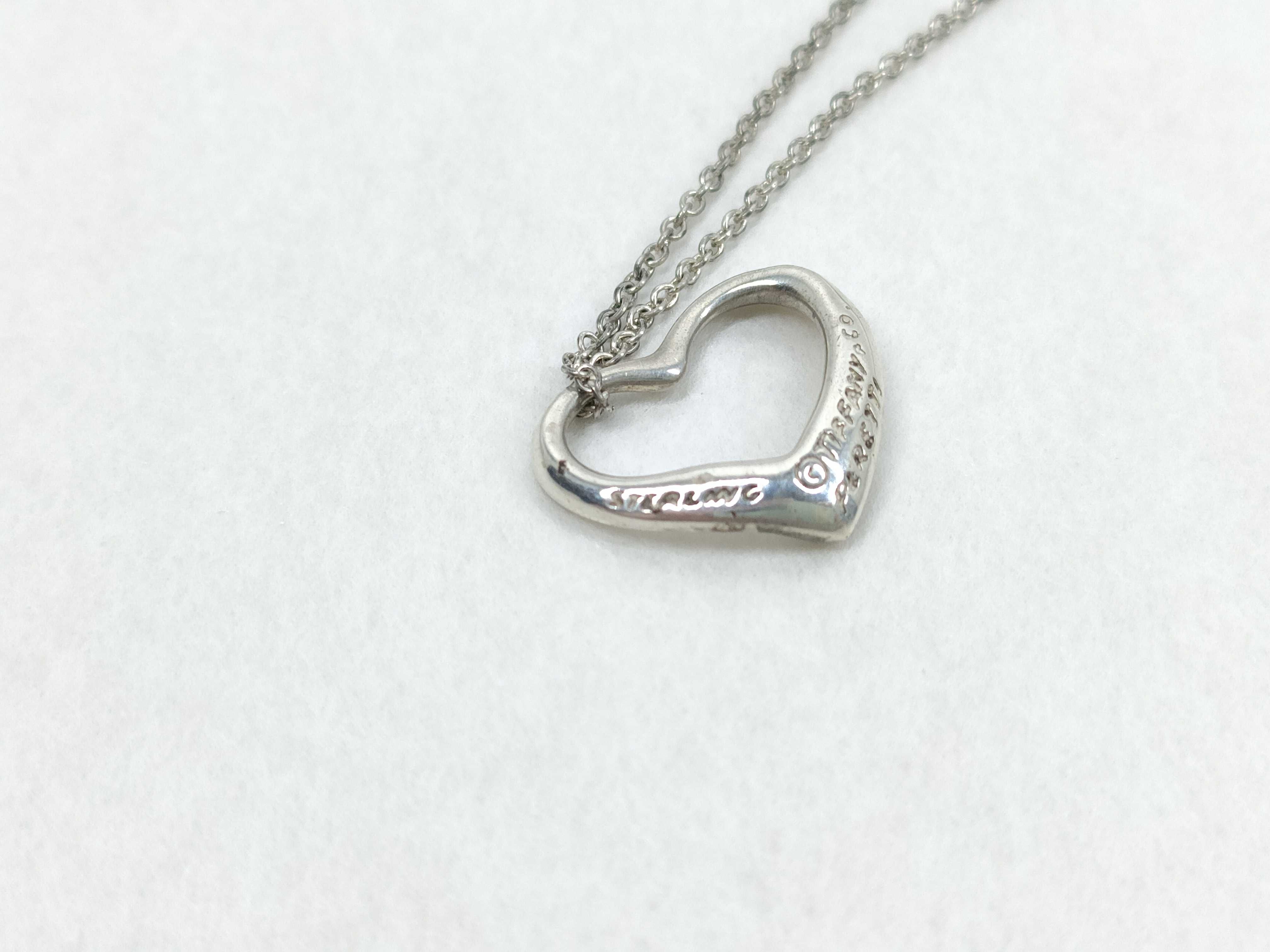 Tiffany and Co Elsa Peretti Sterling Silver Open Heart Pendant Necklace