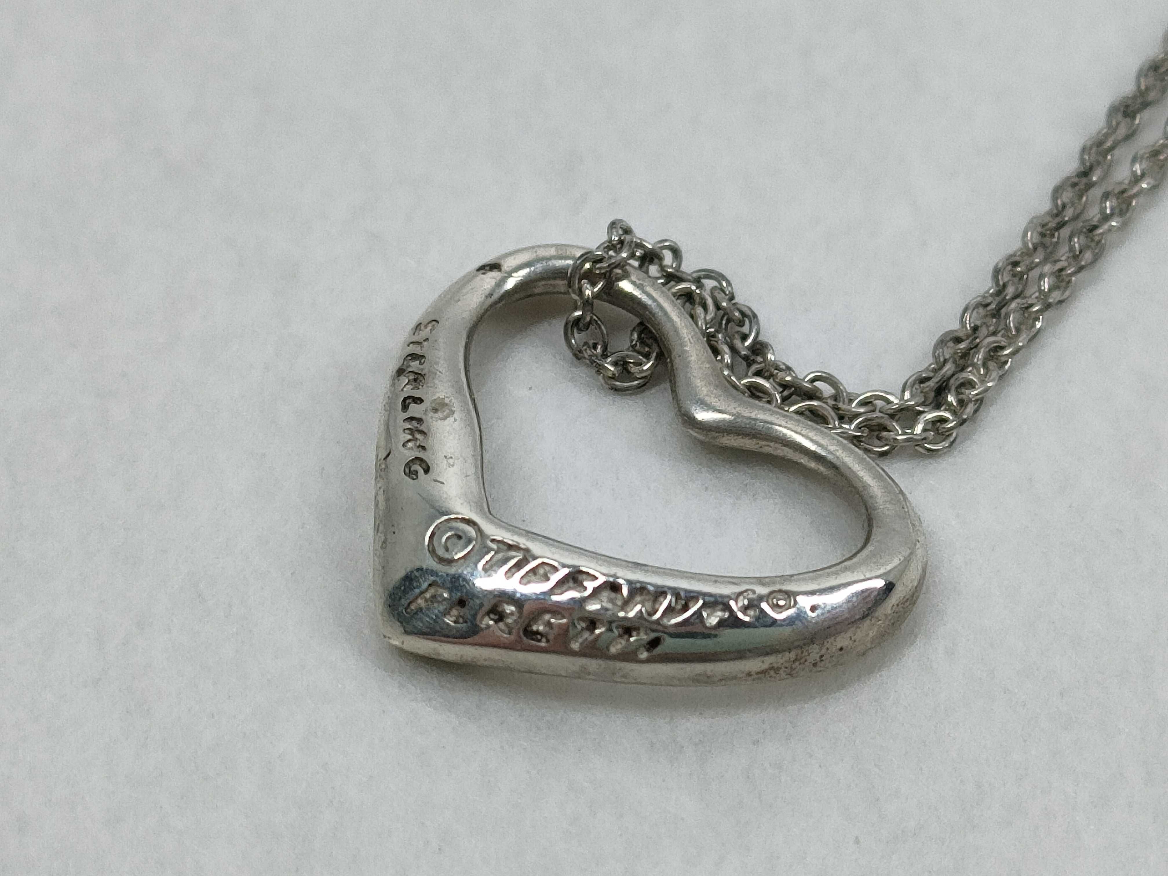 Tiffany and Co Elsa Peretti Sterling Silver Open Heart Pendant Necklace