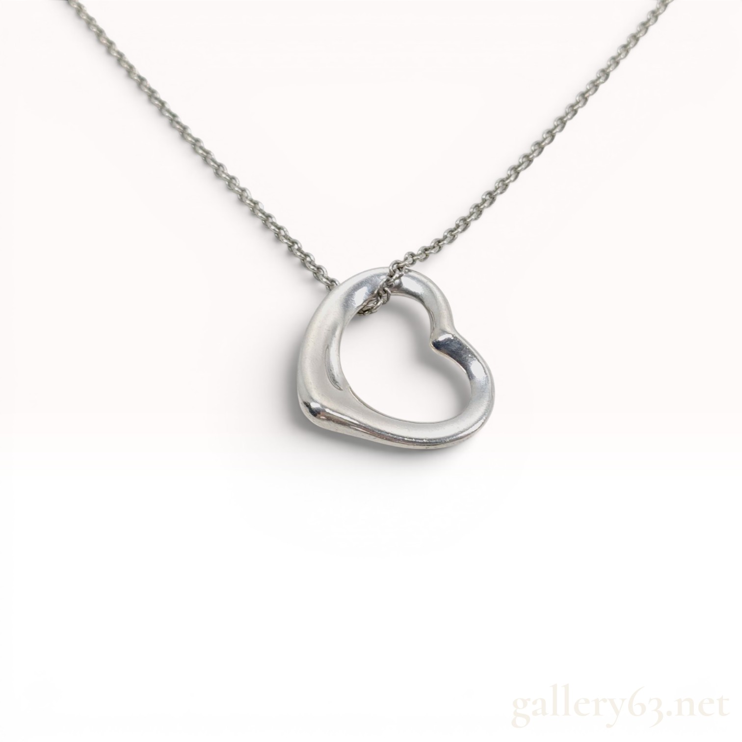 Tiffany & Co. Elsa Peretti Sterling Silver Open Heart Pendant Necklace