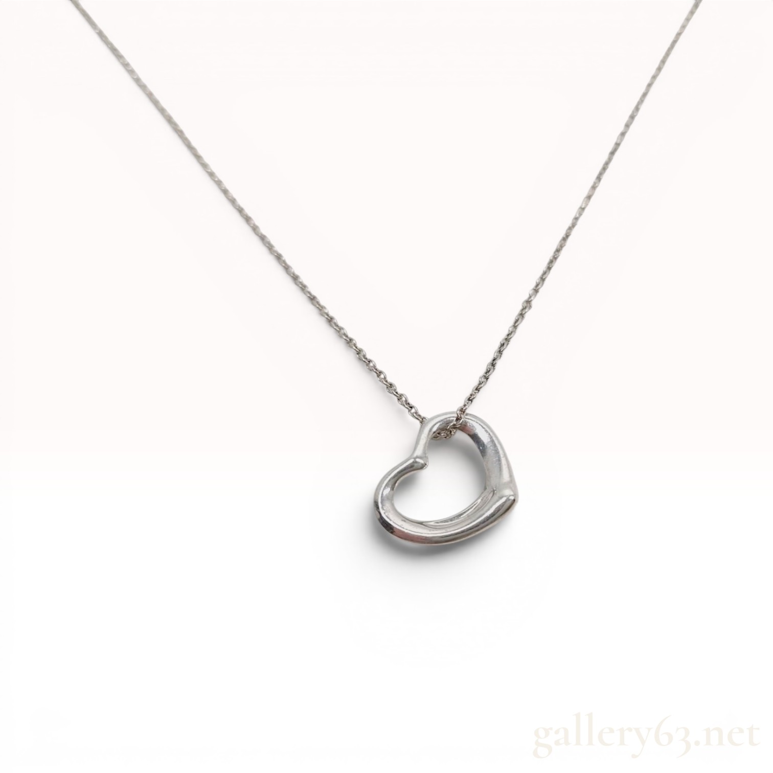 Tiffany and Co Elsa Peretti Sterling Silver Open Heart Pendant Necklace