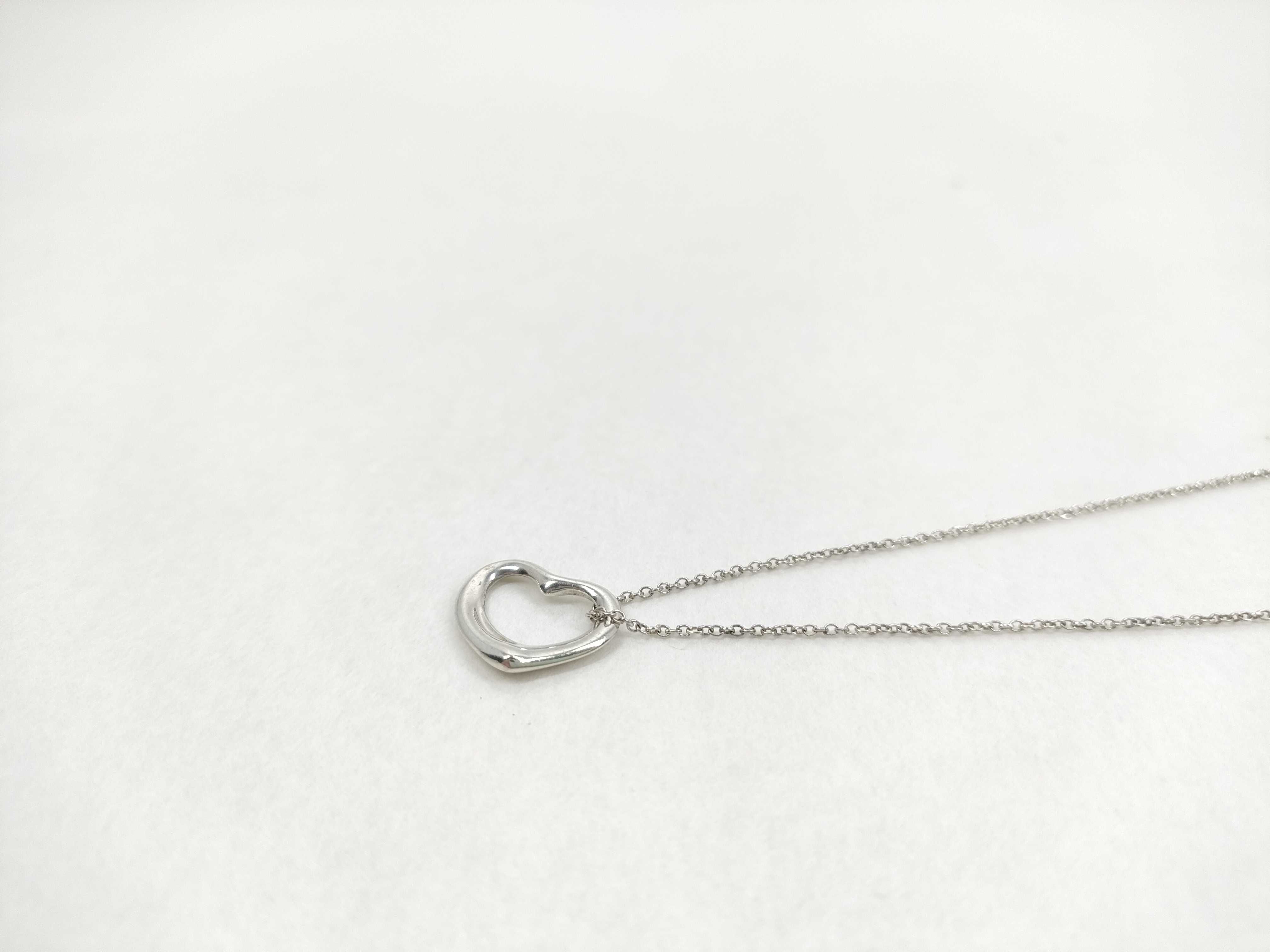 Tiffany and Co Elsa Peretti Sterling Silver Open Heart Pendant Necklace