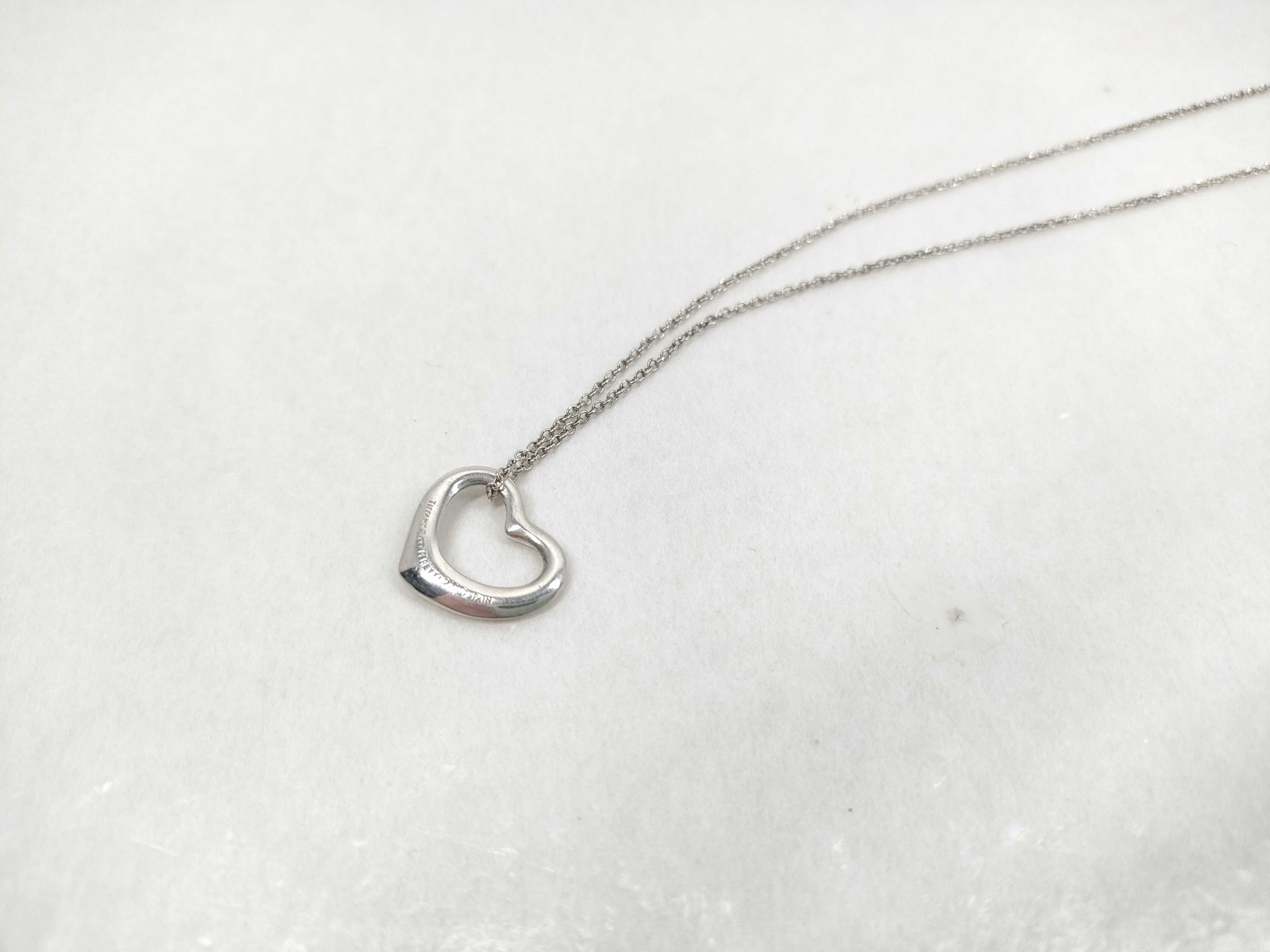 Tiffany and Co Elsa Peretti Sterling Silver Open Heart Pendant Necklace