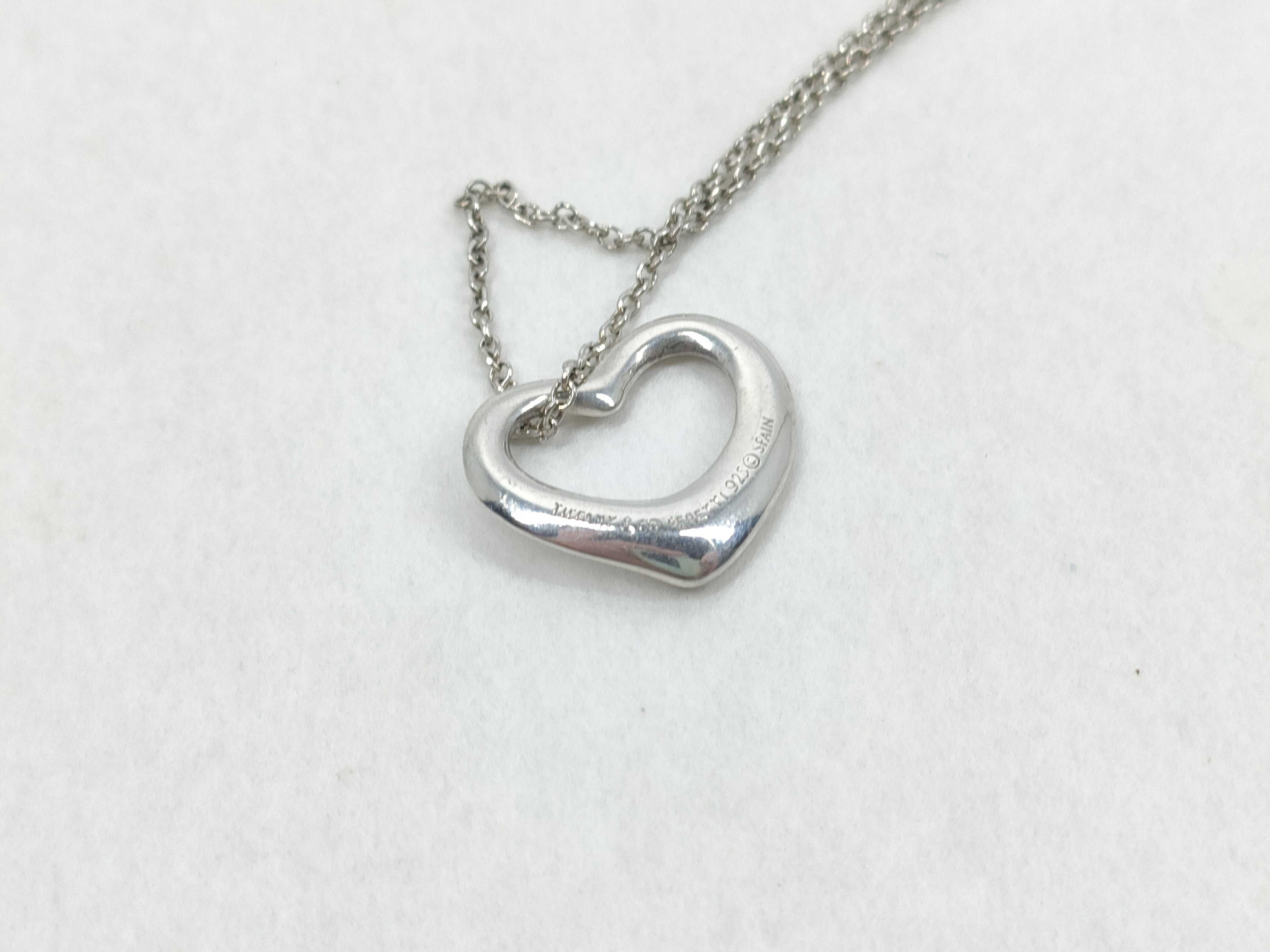 Tiffany and Co Elsa Peretti Sterling Silver Open Heart Pendant Necklace