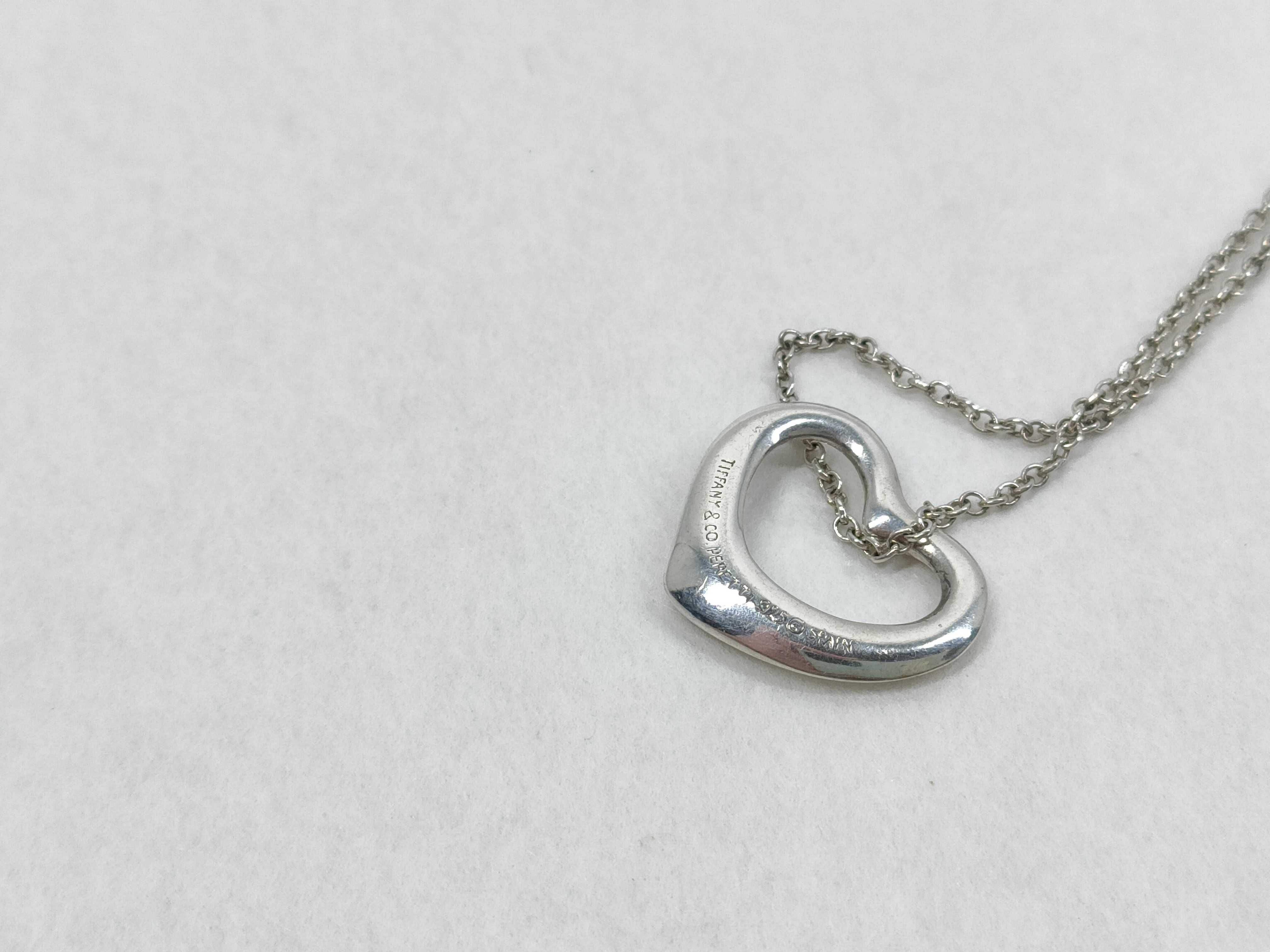 Tiffany and Co Elsa Peretti Sterling Silver Open Heart Pendant Necklace