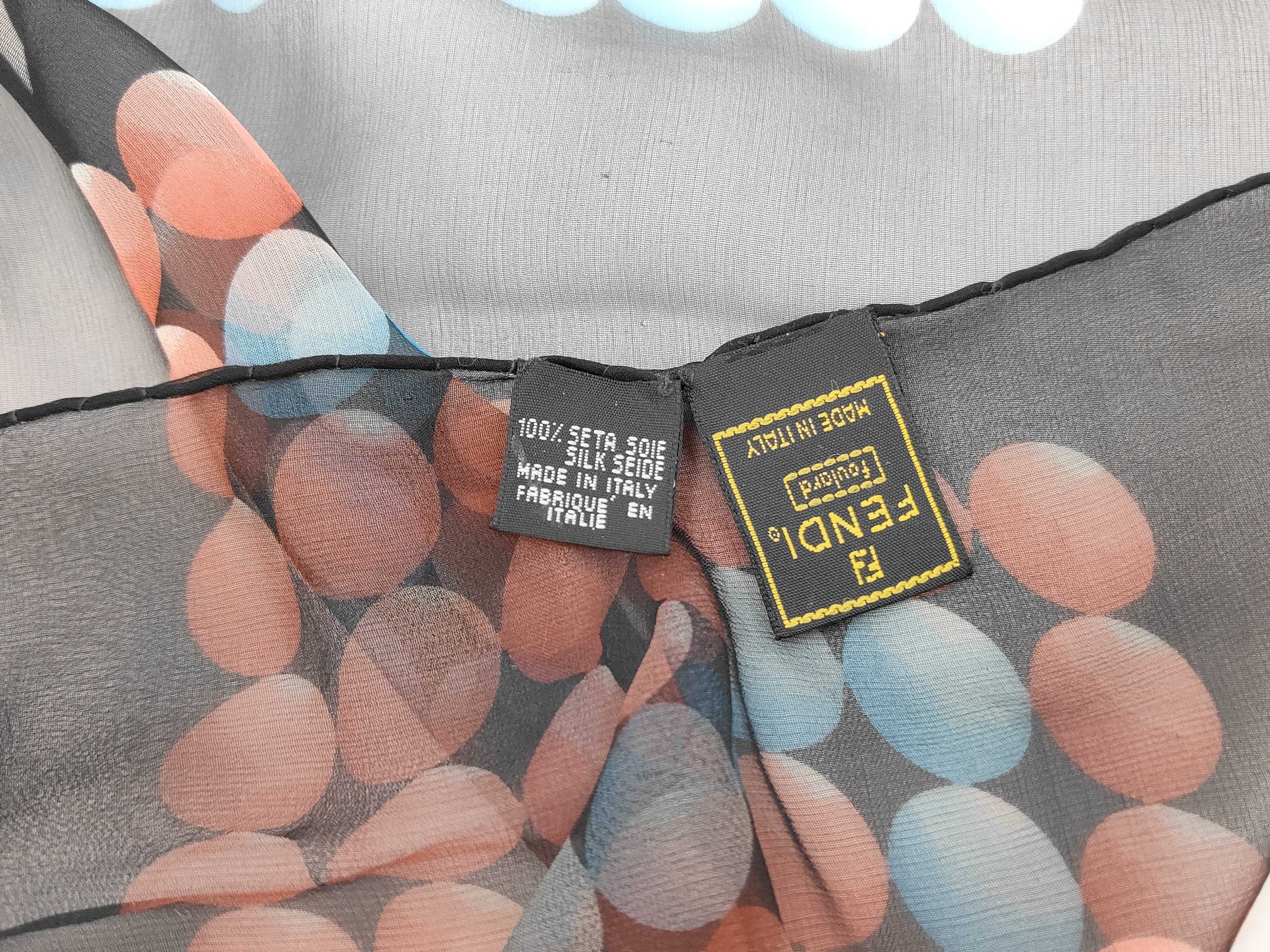 Fendi Italian Silk Square Foulard with Geometric Sphere Pattern