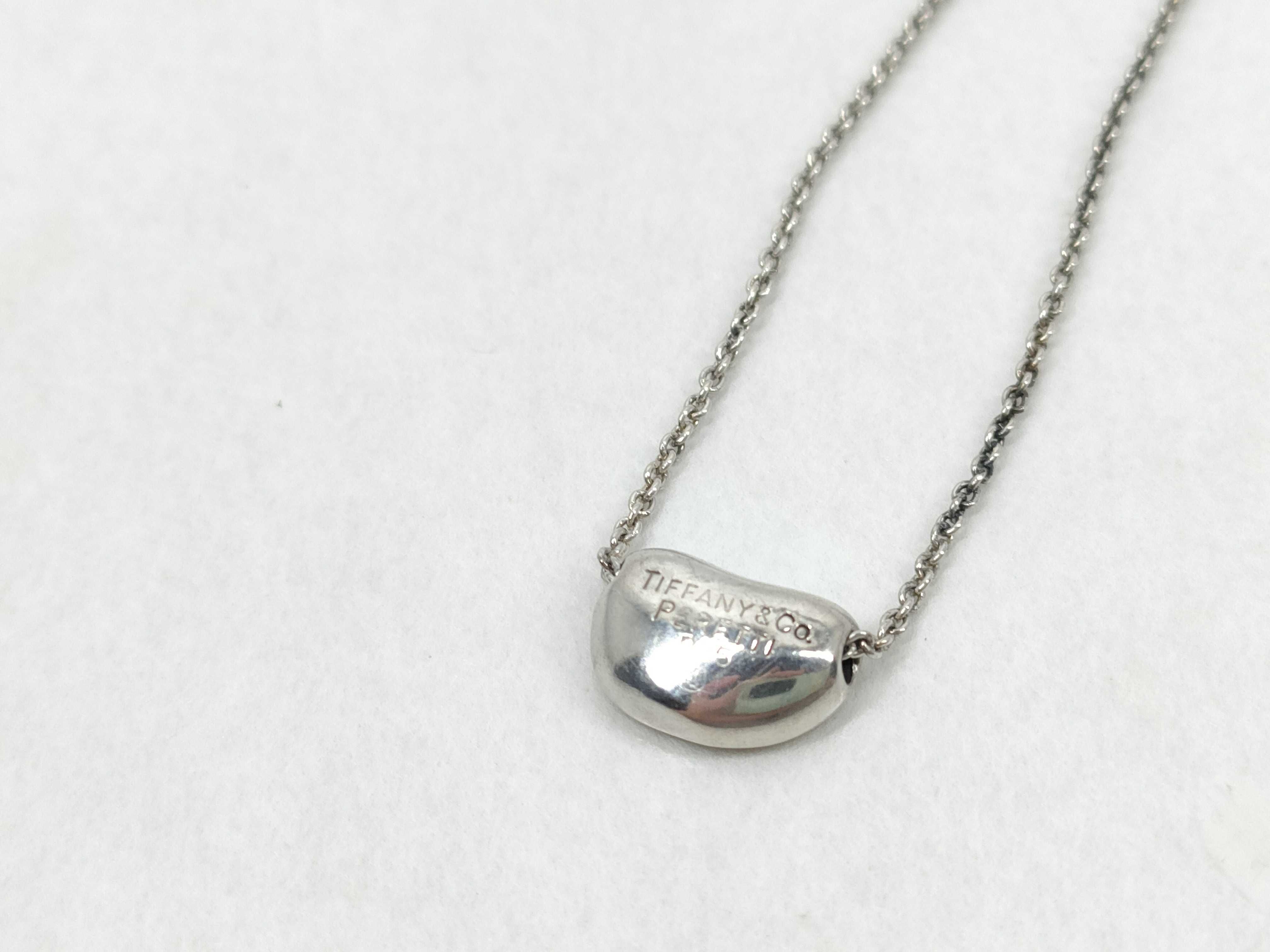 Tiffany and Co. Elsa Peretti Sterling Silver Bean Pendant Necklace