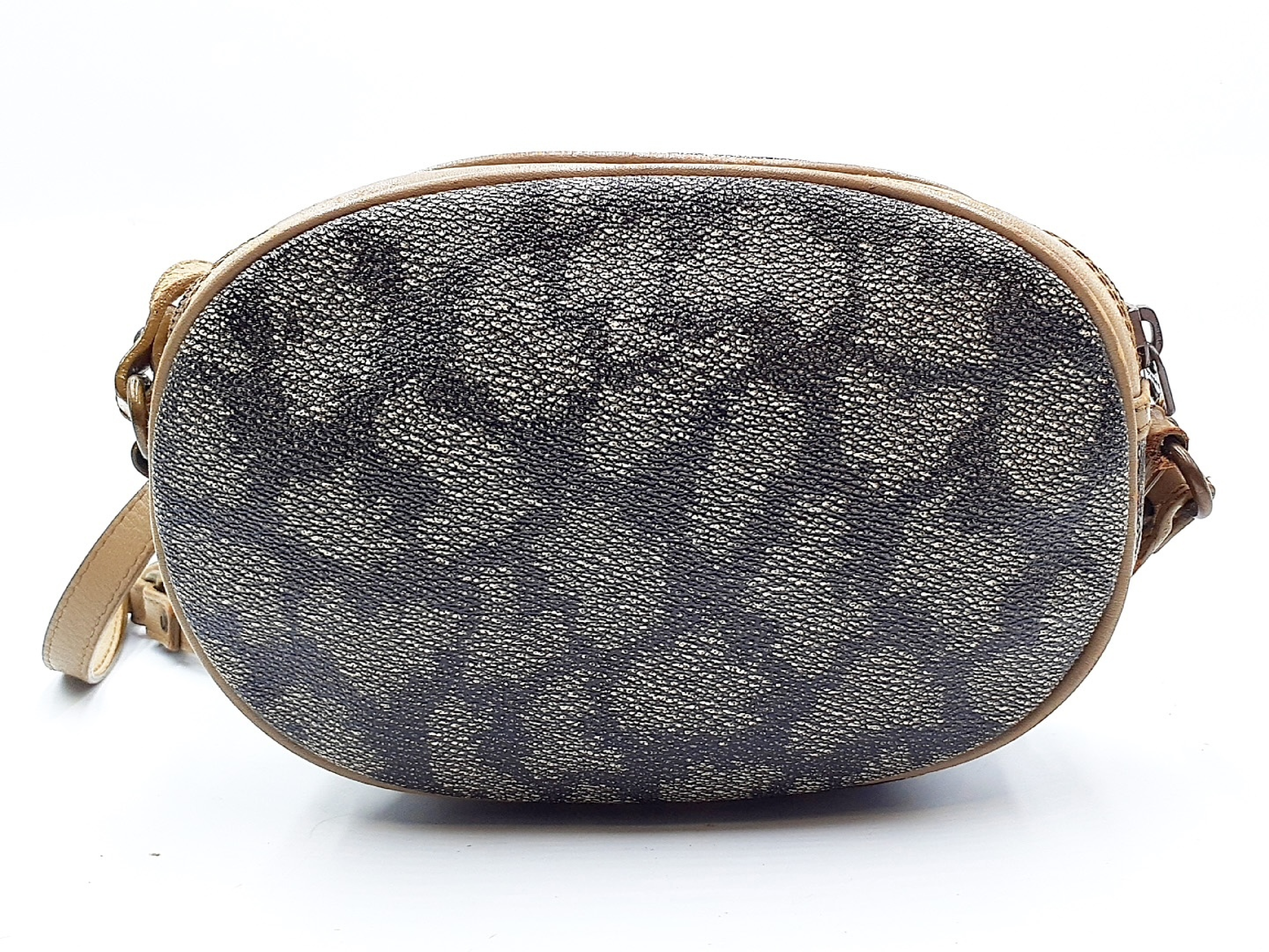 Vintage Yves Saint Laurent Giraffe Print Coated Canvas Oval Crossbody Bag