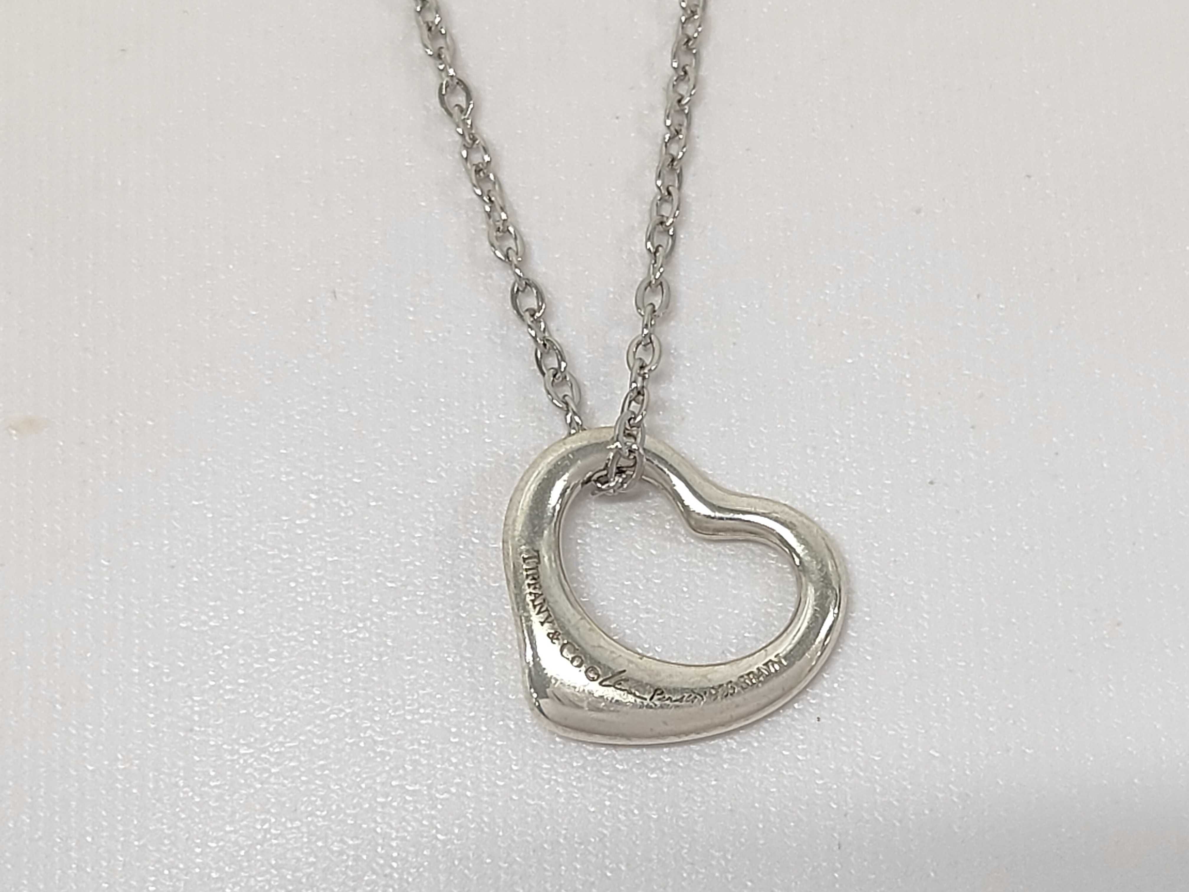 Tiffany & Co. Elsa Peretti Sterling Silver Open Heart Pendant Necklace
