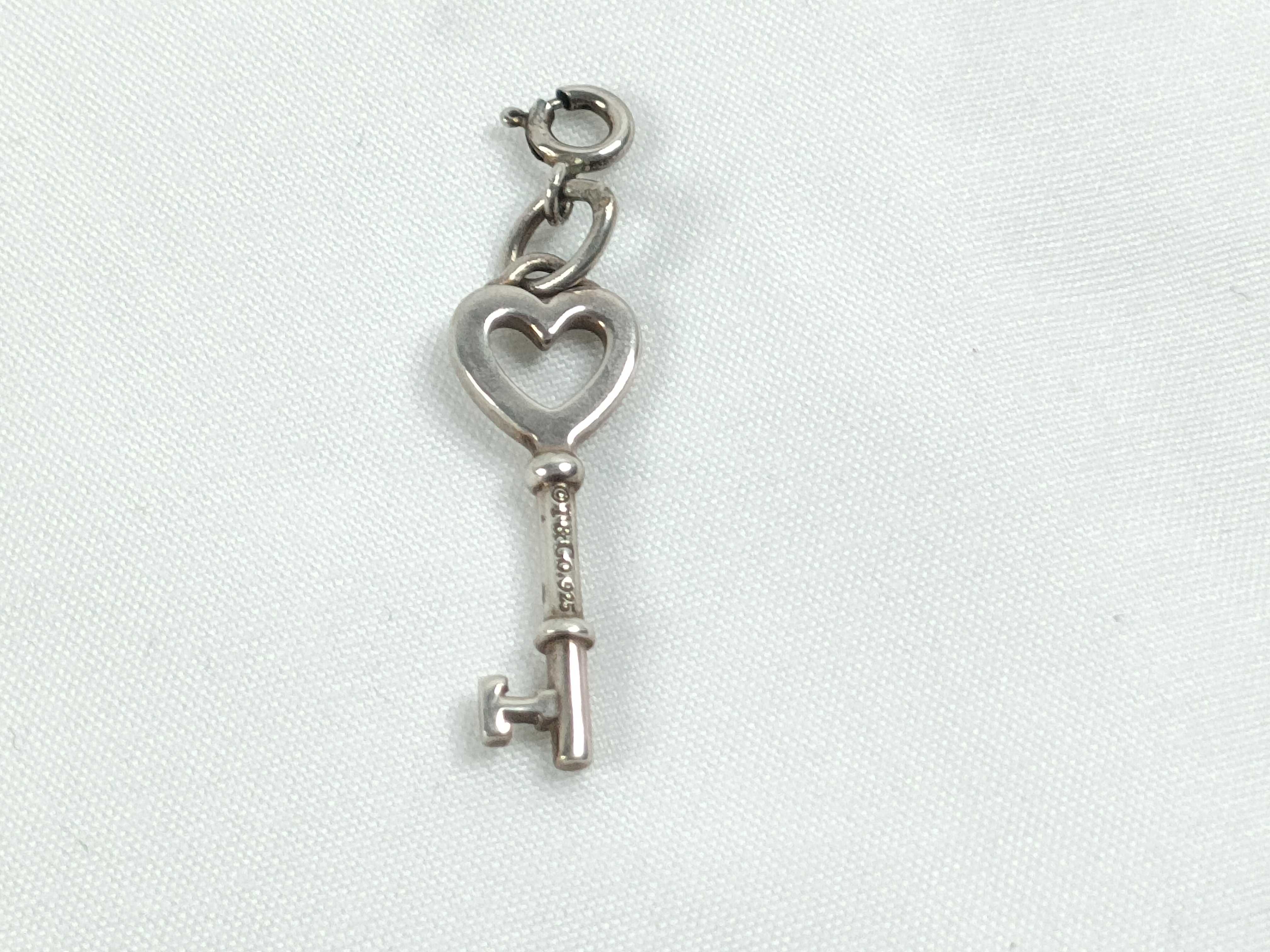 Tiffany and Co. Sterling Silver Tiffany Keys Mini Heart Key Charm Pendant