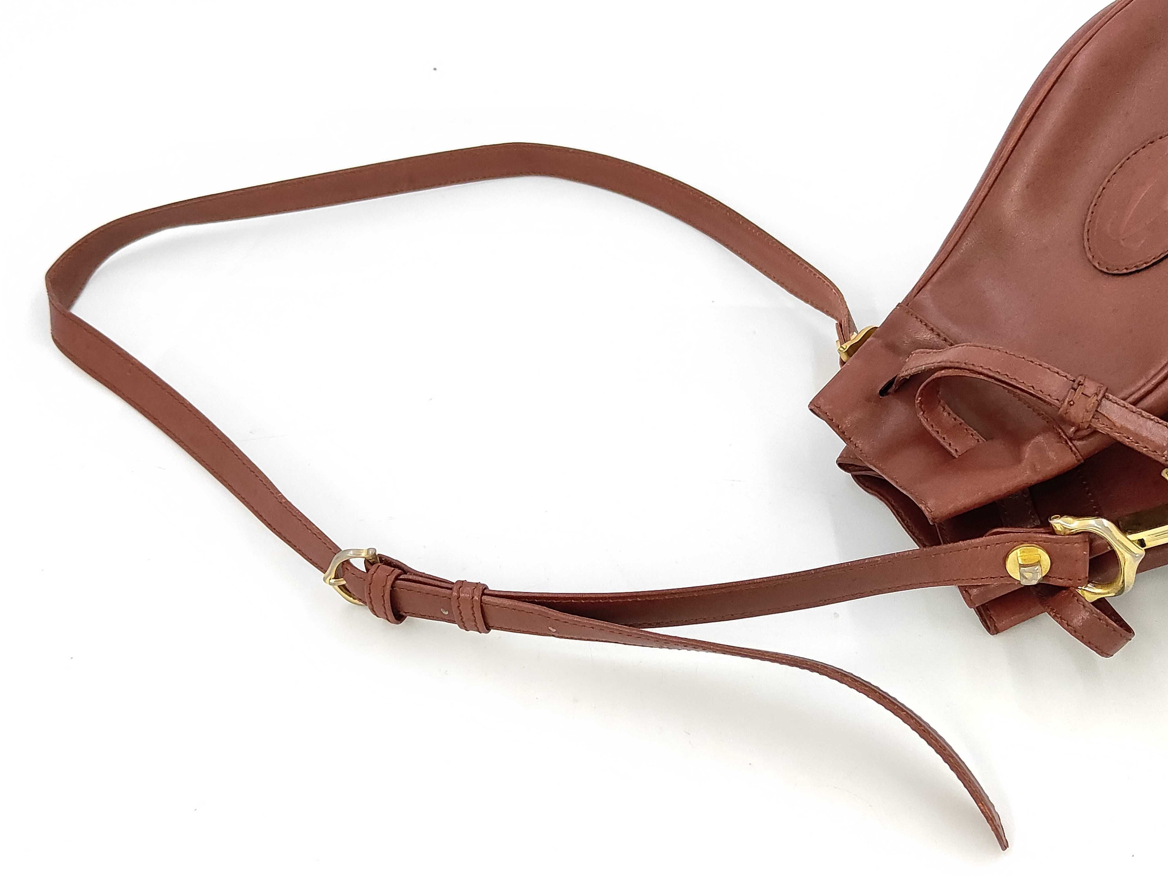 Must de Cartier Burgundy Leather Bucket Bag