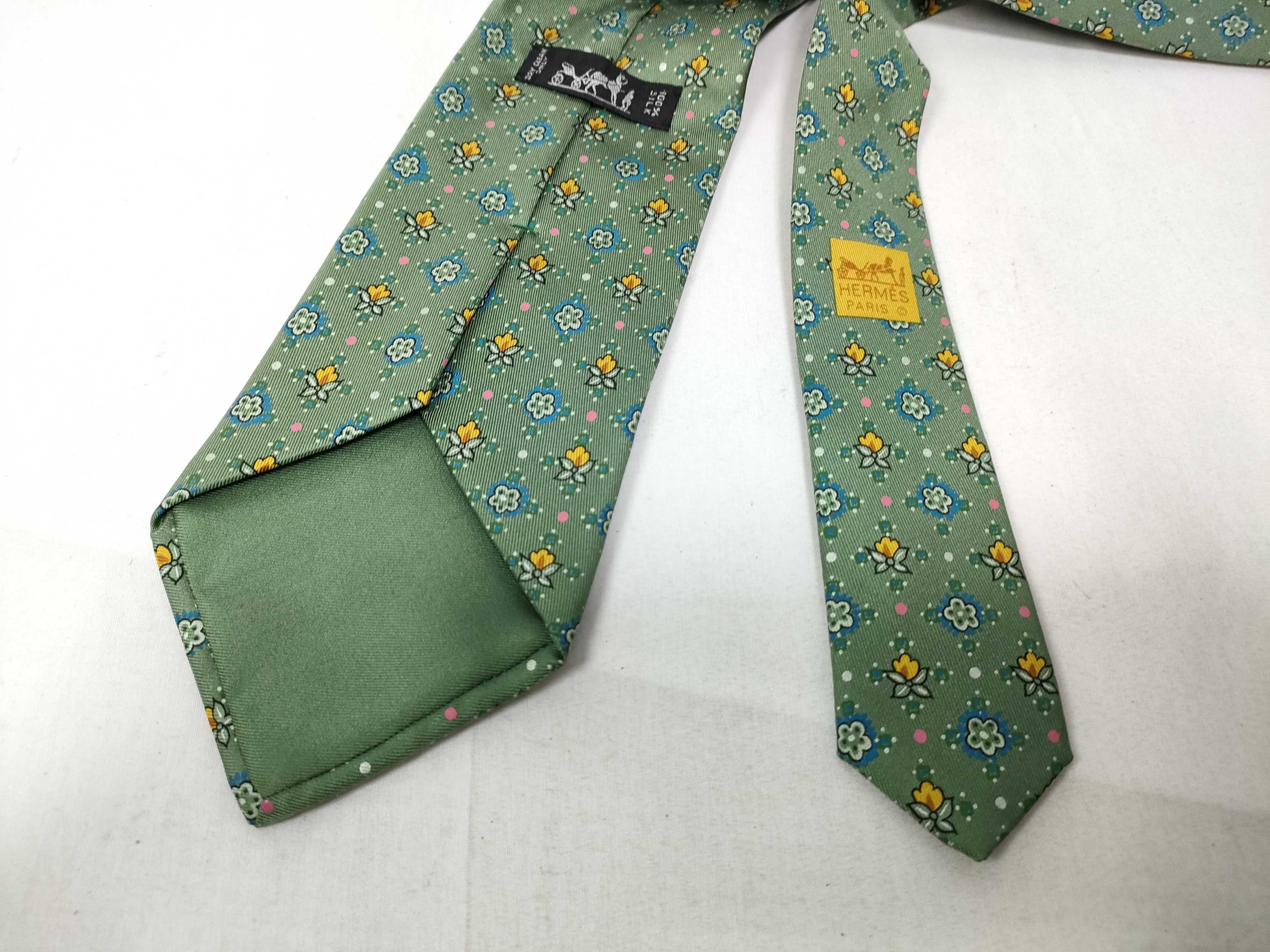 Hermes Silk Micro Floral Pattern Necktie