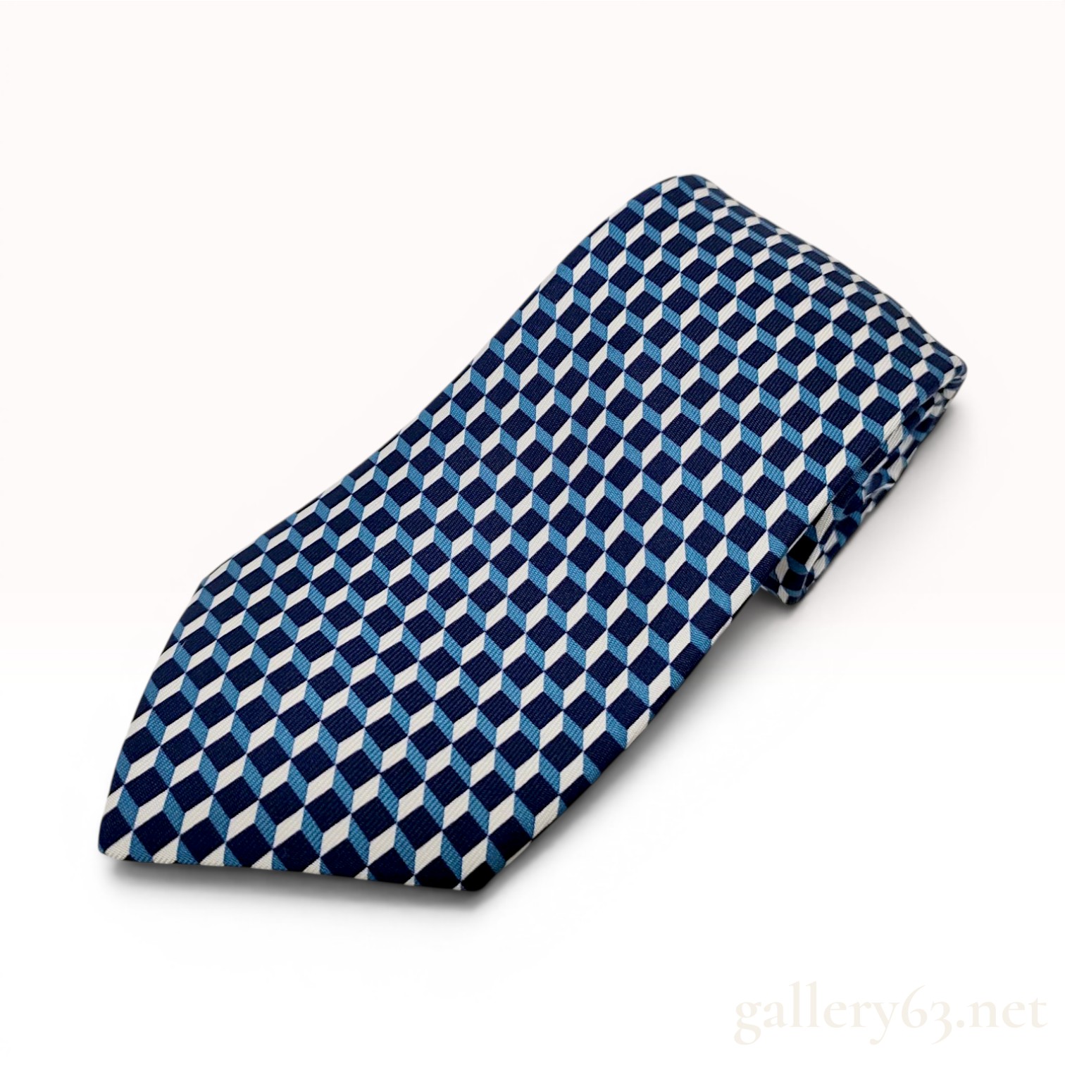 Hermes Paris Geometric Optical Illusion Silk Necktie