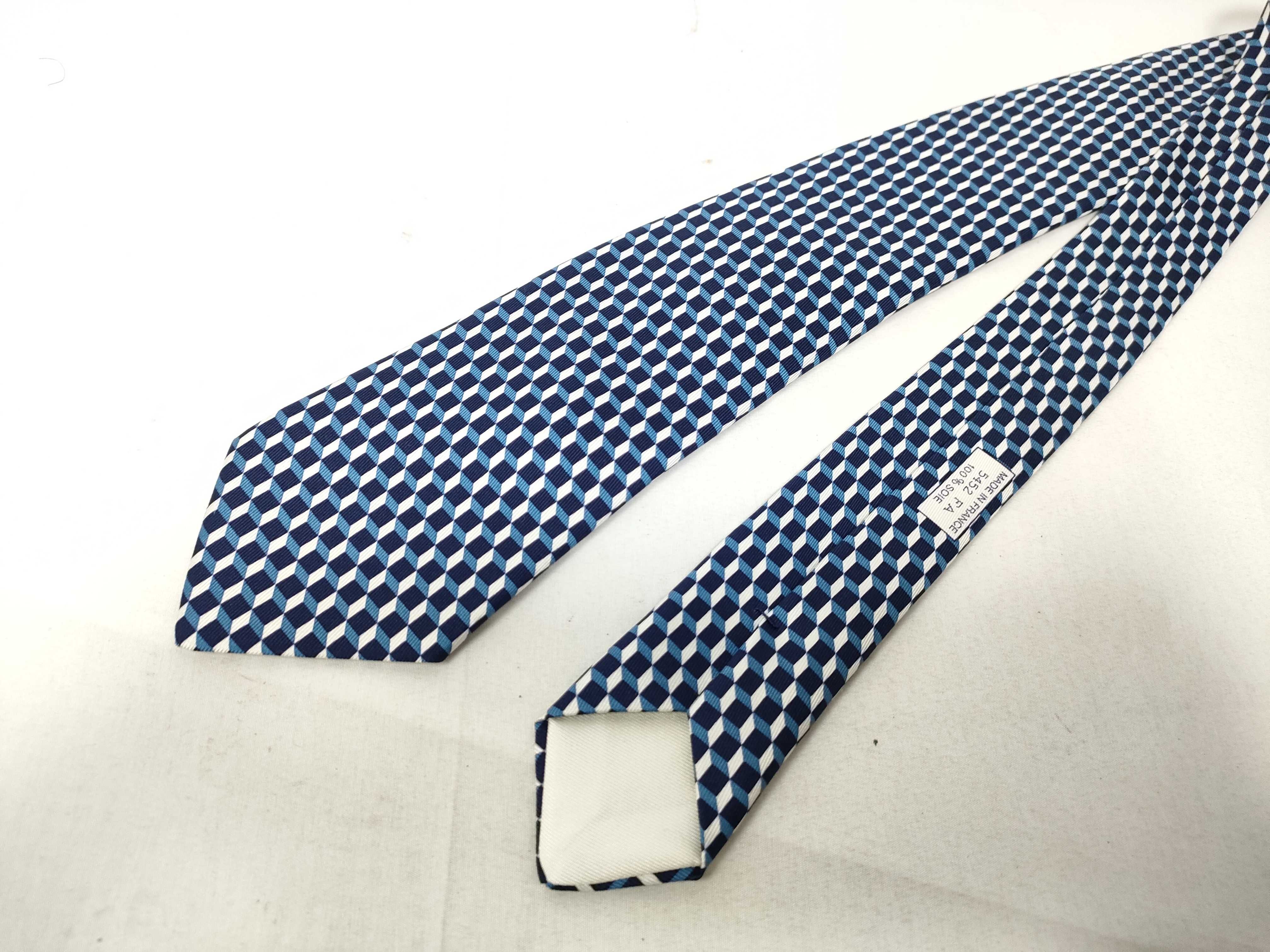 Hermes Paris Geometric Optical Illusion Silk Necktie