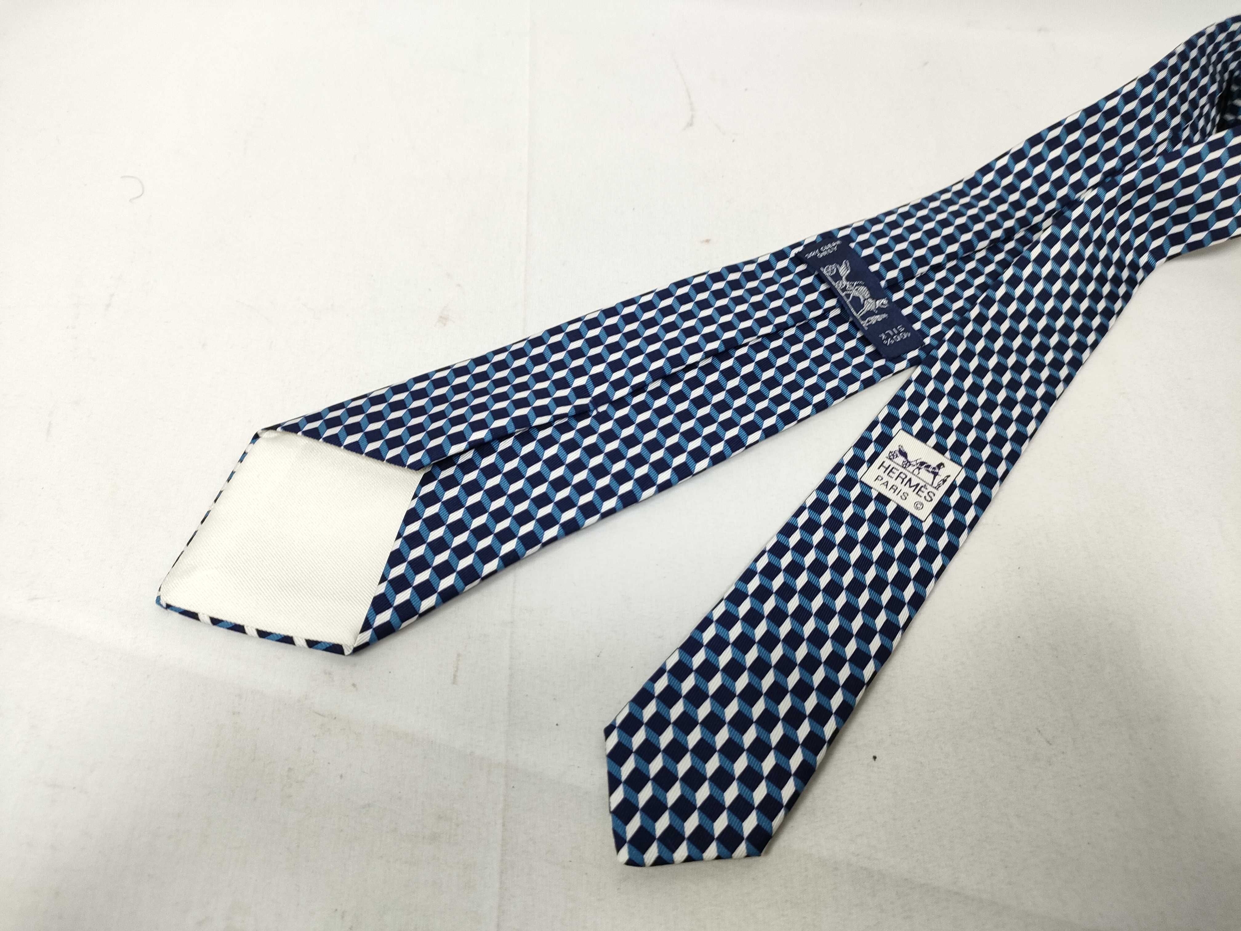 Hermes Paris Geometric Optical Illusion Silk Necktie