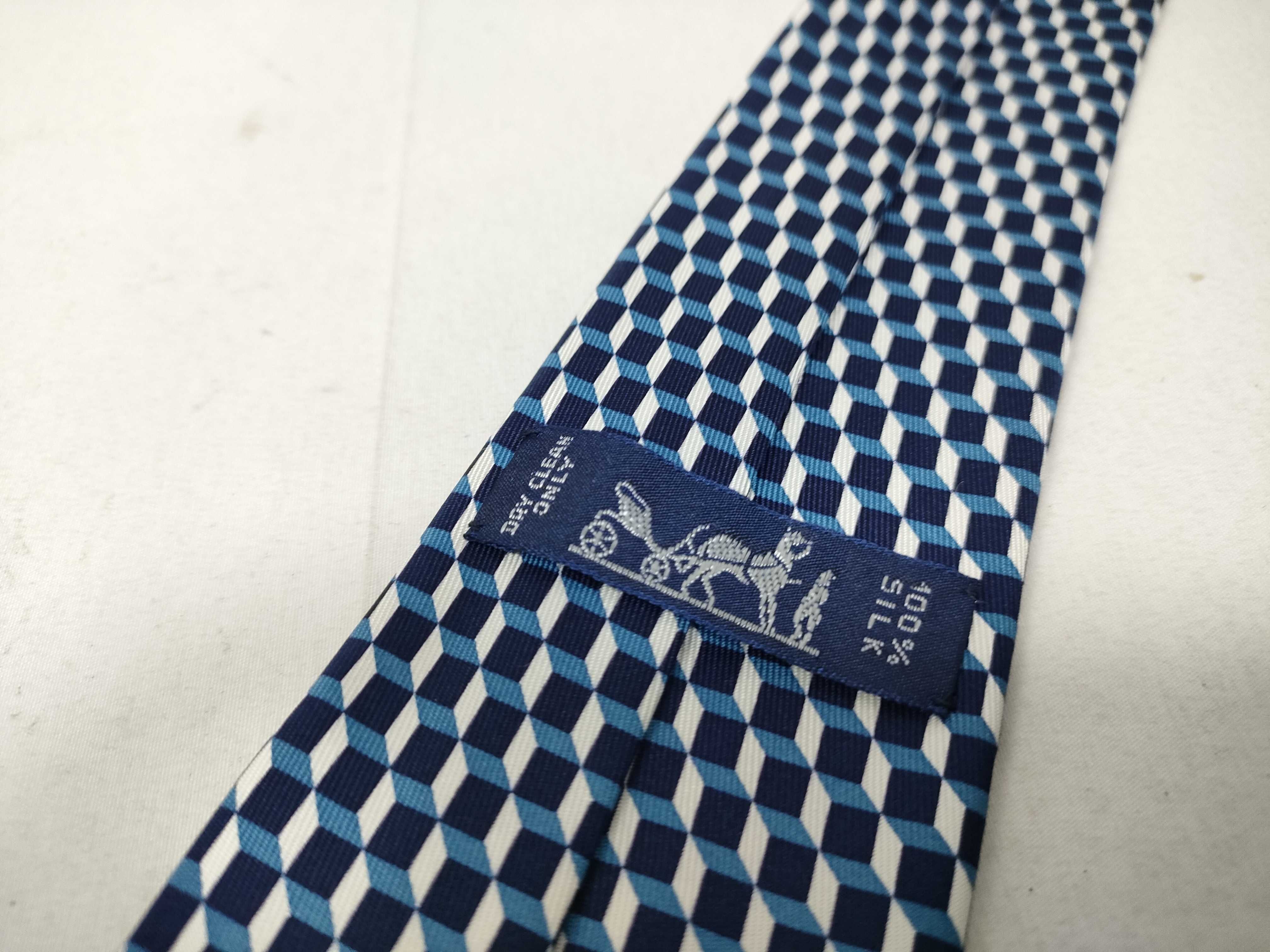 Hermes Paris Geometric Optical Illusion Silk Necktie