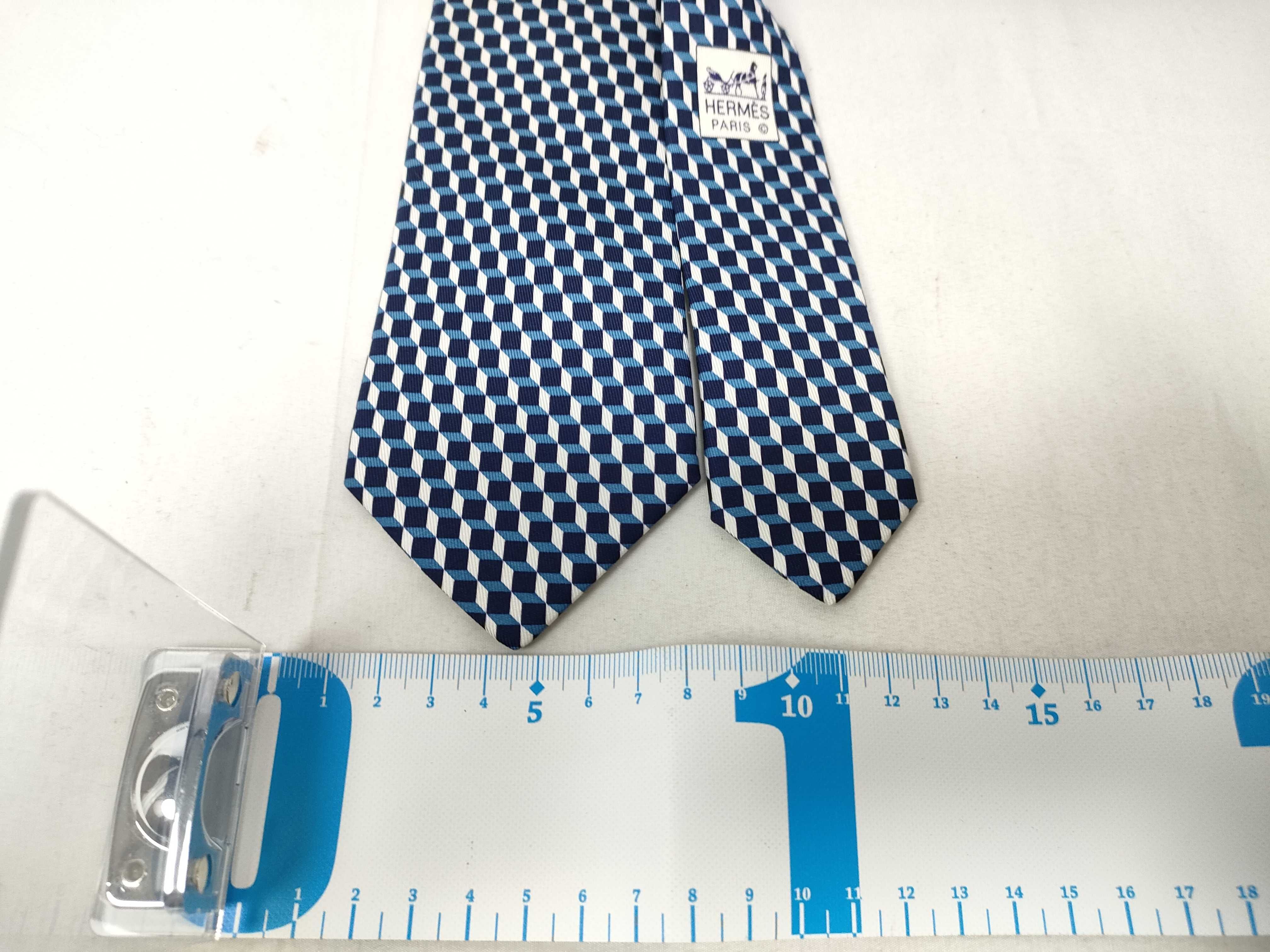 Hermes Paris Geometric Optical Illusion Silk Necktie
