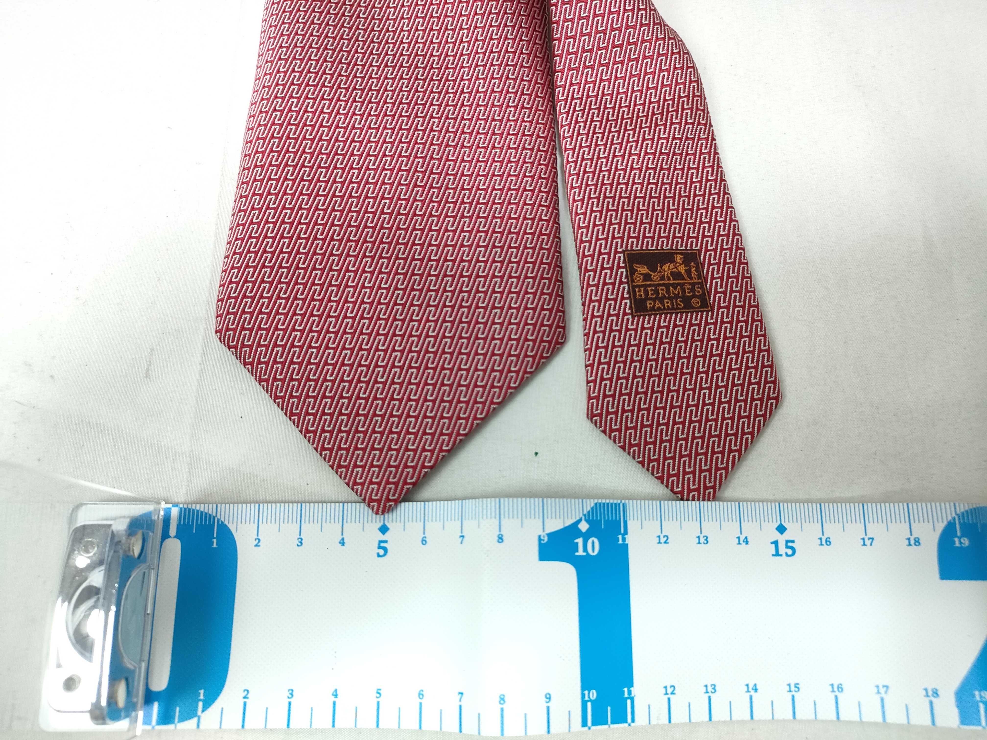 Hermes Red Silk Geometric H Motif Necktie