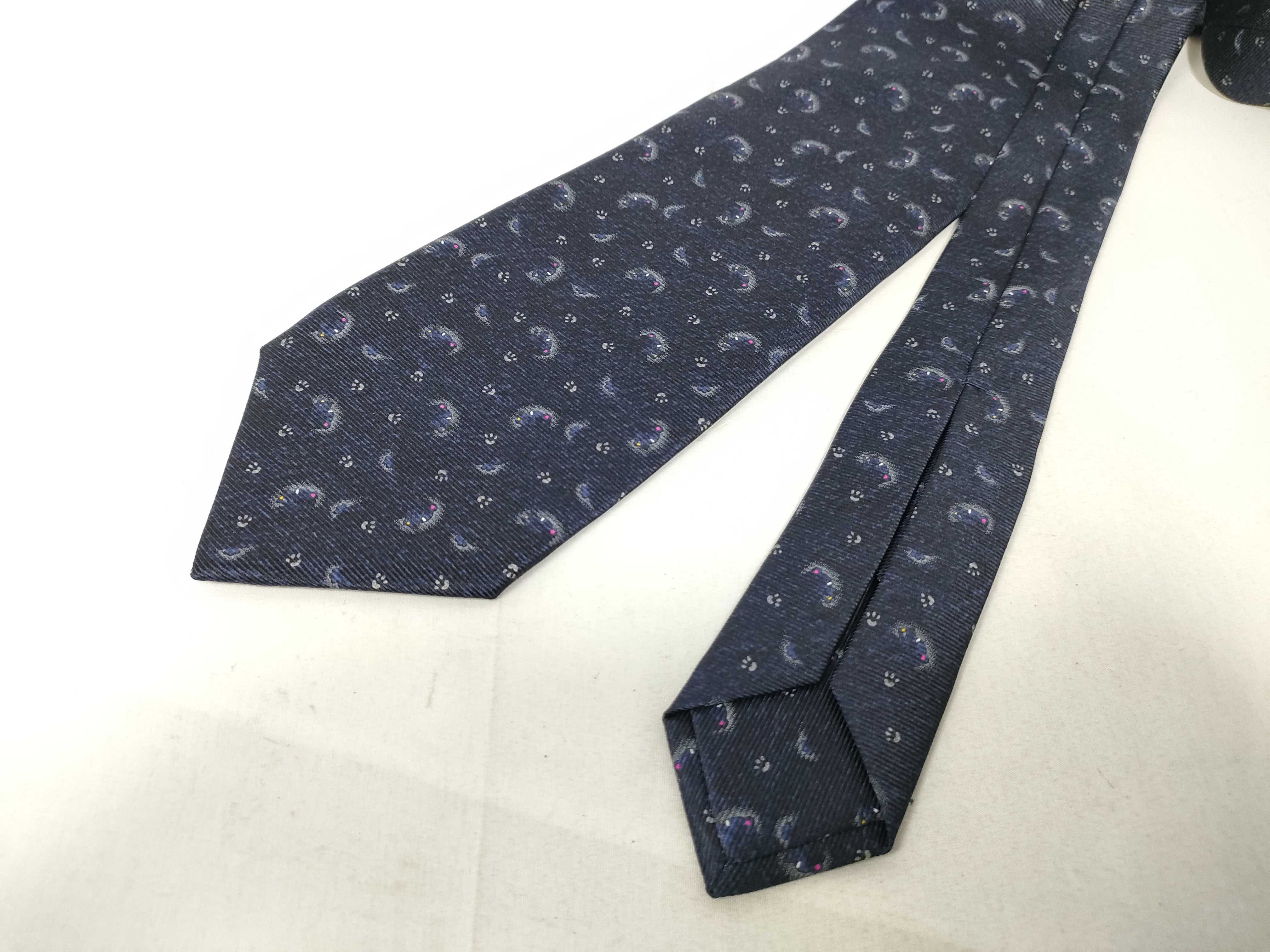 Davide Pizzigoni for Bulgari Italian Silk Necktie with Whimsical Cat Motif
