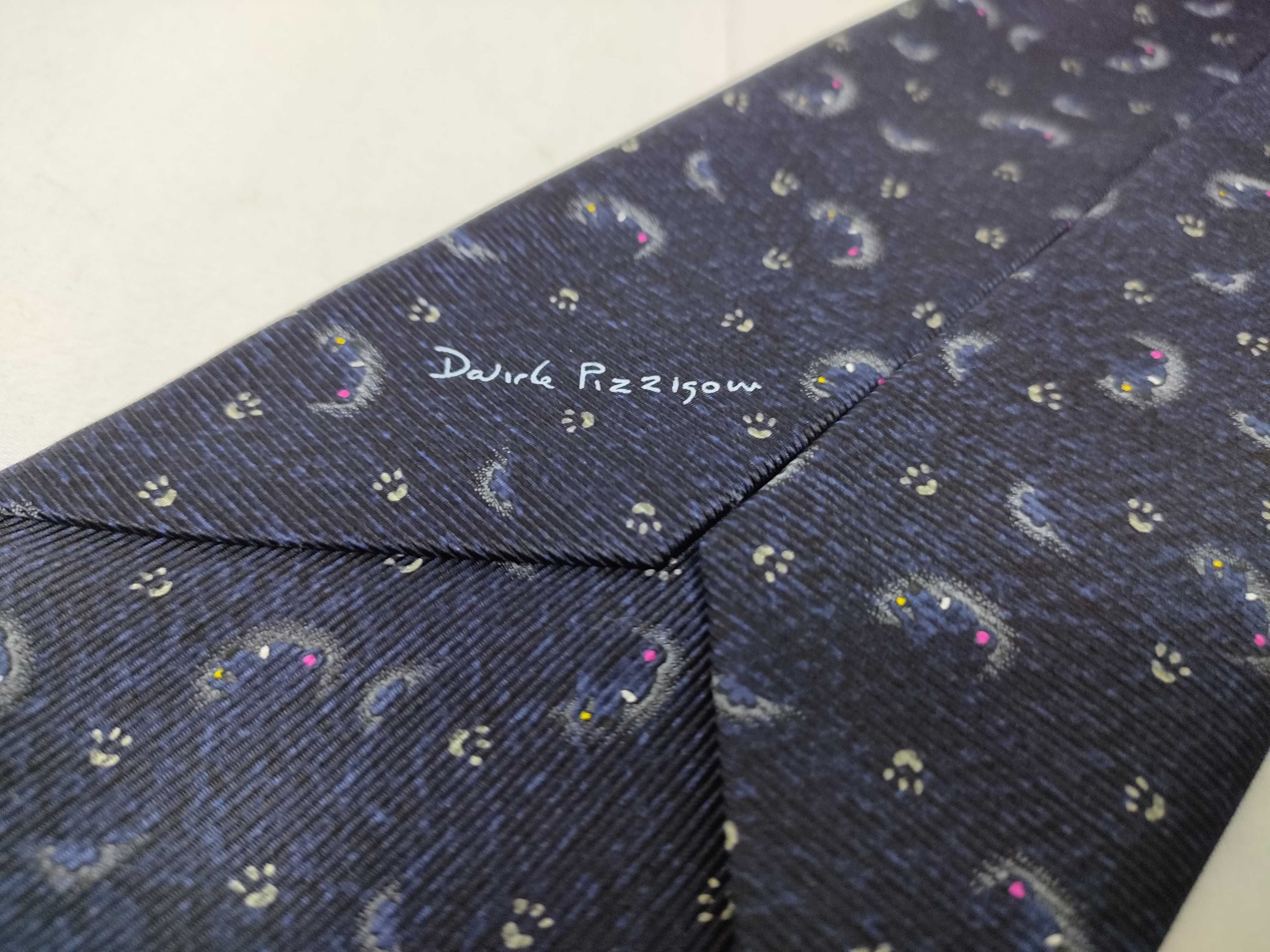 Davide Pizzigoni for Bulgari Italian Silk Necktie with Whimsical Cat Motif