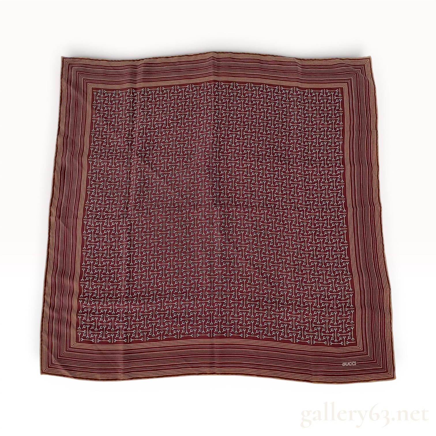 Gucci Vintage Horsebit Pattern Silk Pocket Square
