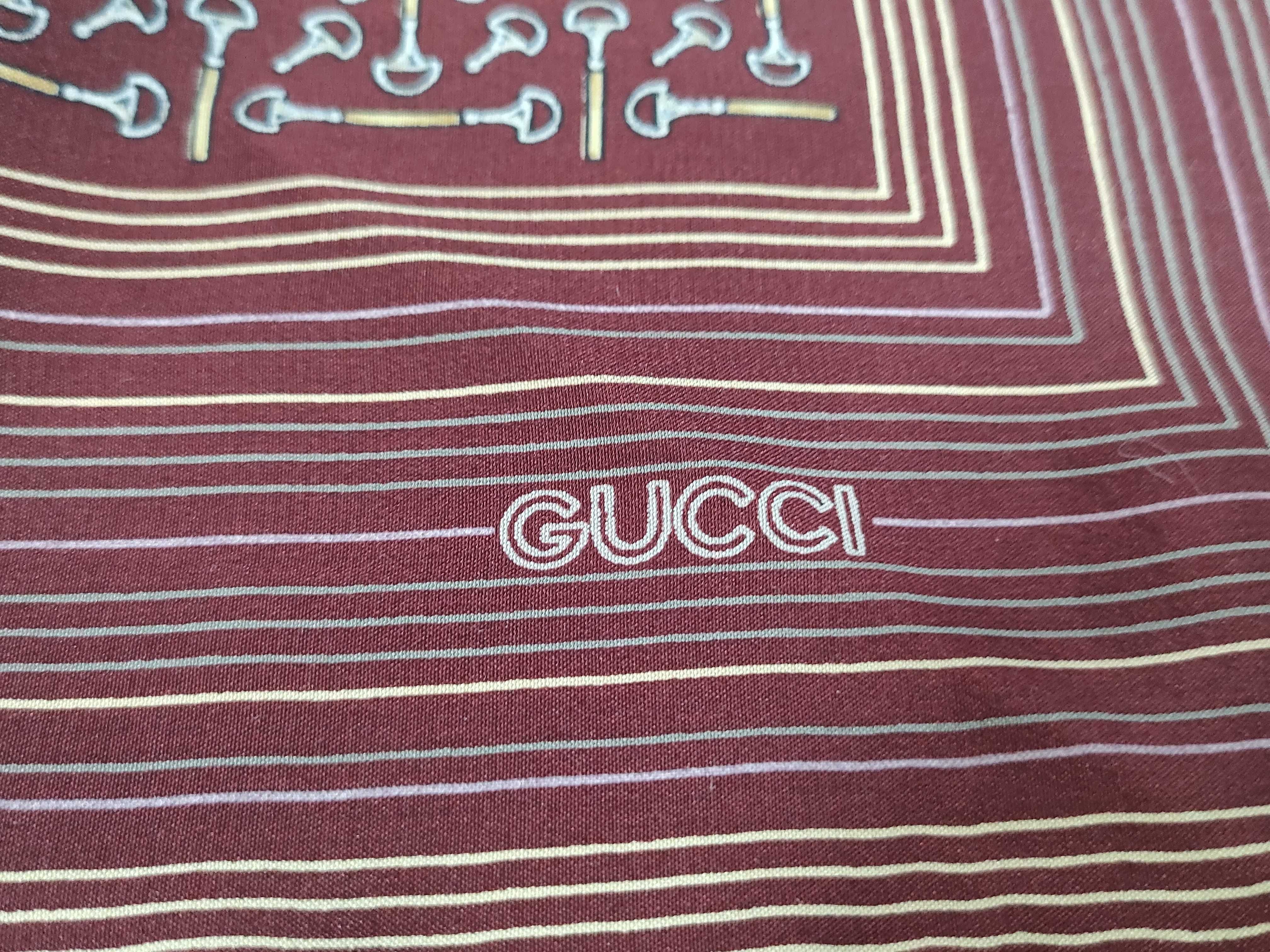 Gucci Vintage Horsebit Pattern Silk Pocket Square