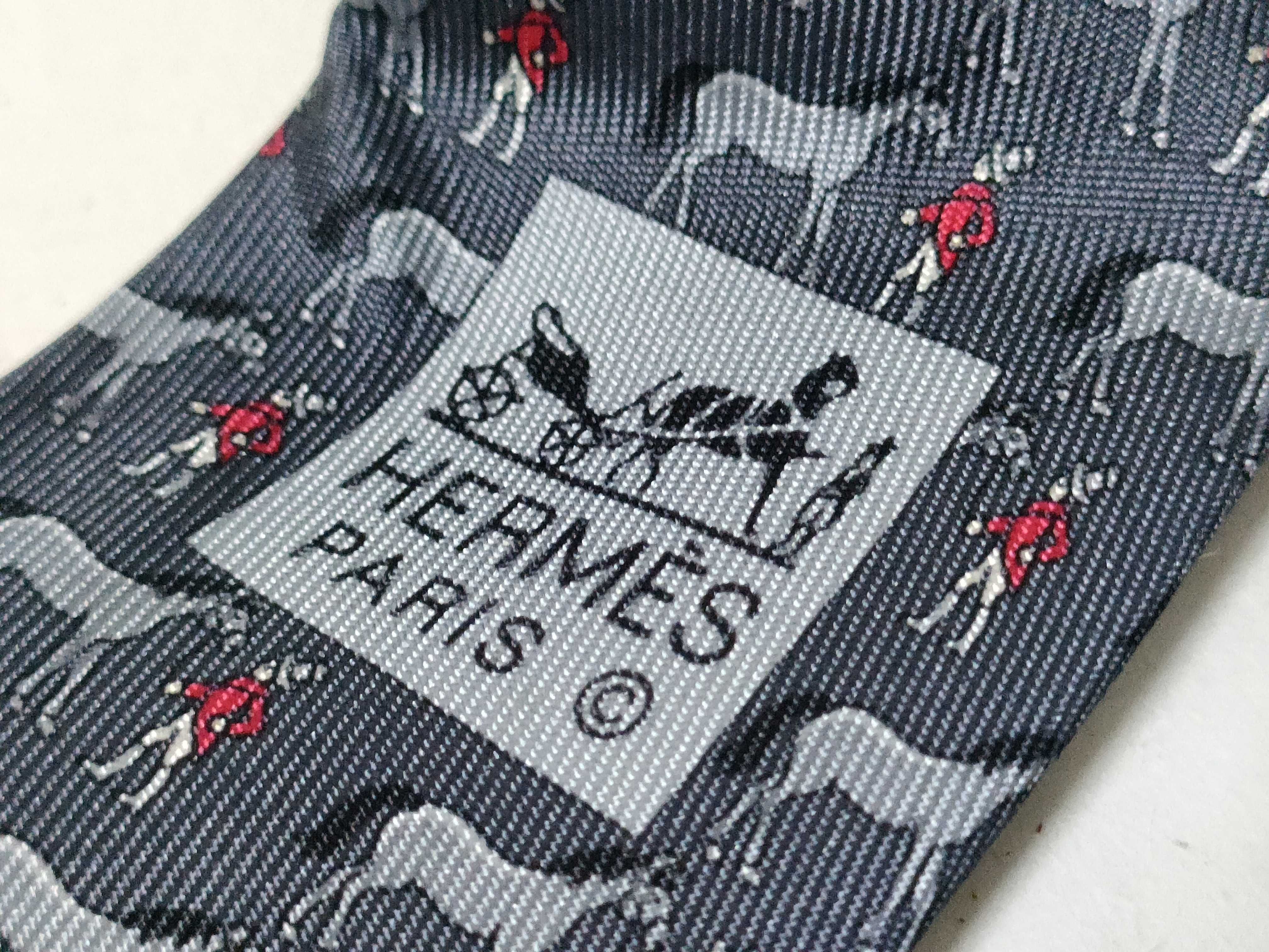 Hermes Silk Twill Equestrian Hunt Motif Necktie
