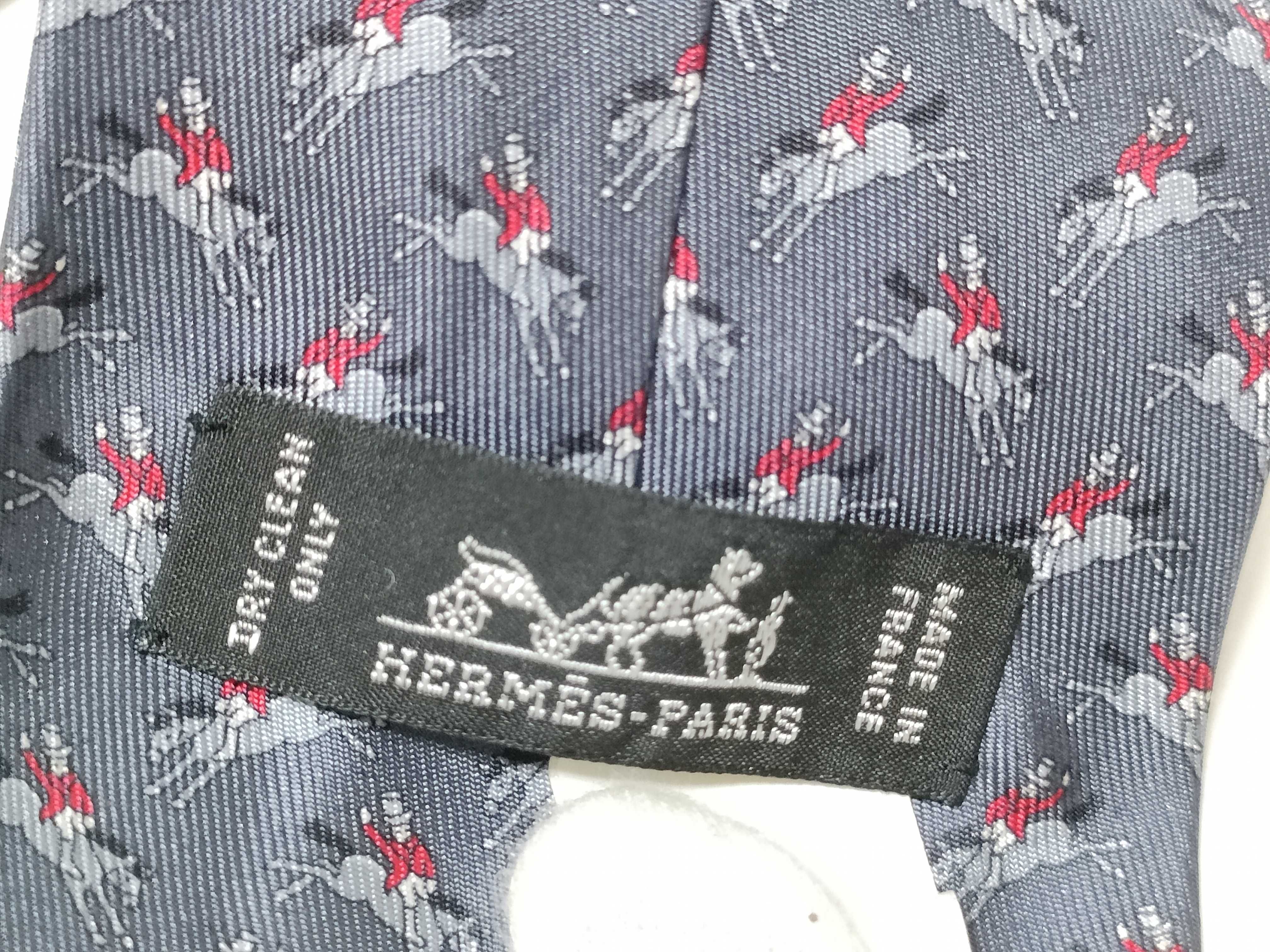 Hermes Silk Twill Equestrian Hunt Motif Necktie