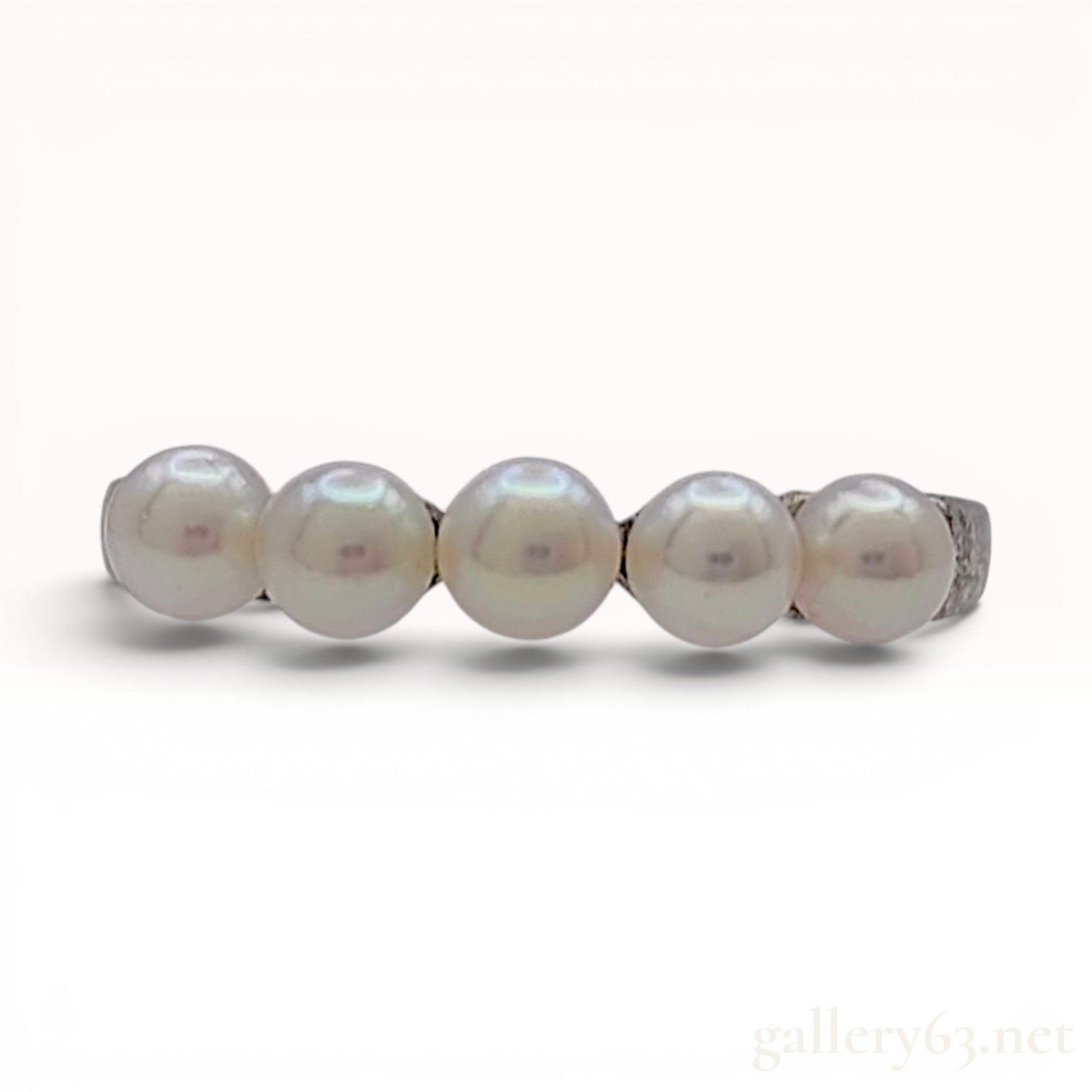Mikimoto Five-Stone Cultured Pearl Silver Band Ring