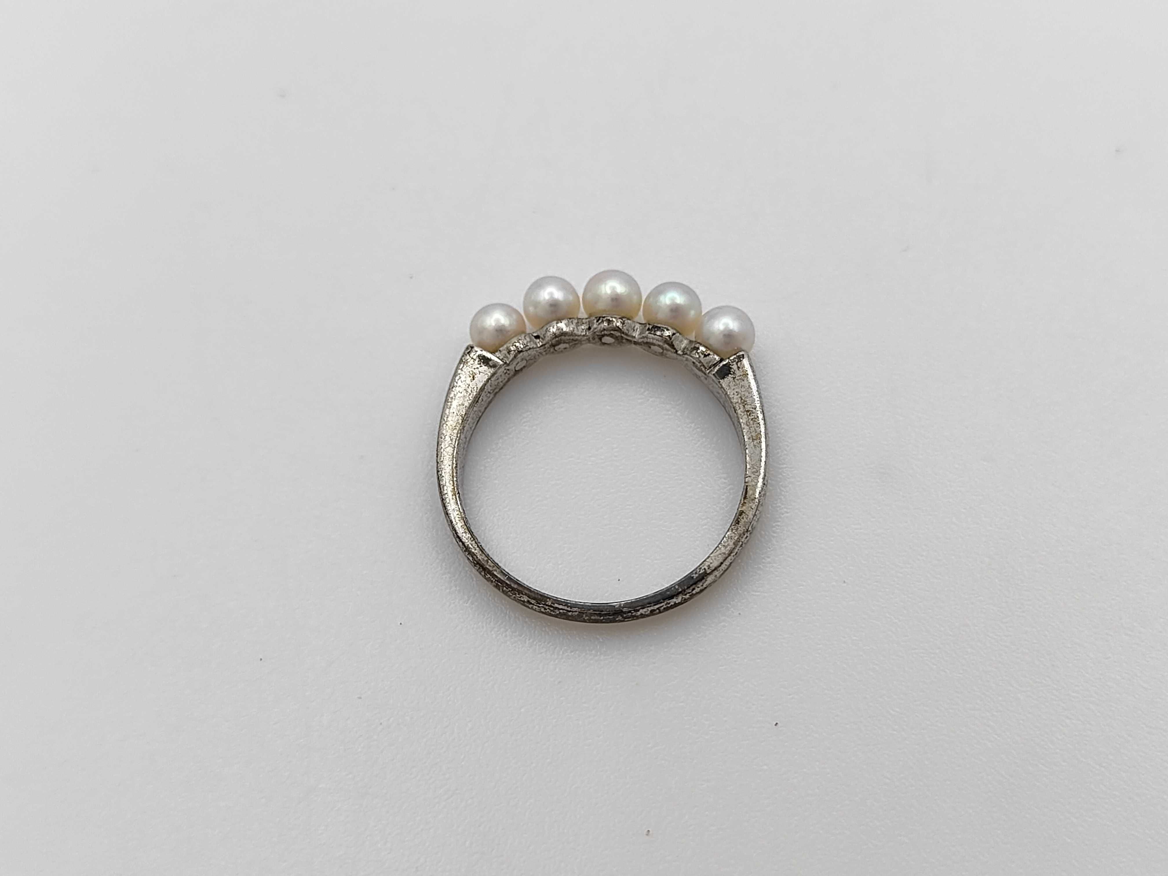 Mikimoto Five-Stone Cultured Pearl Silver Band Ring