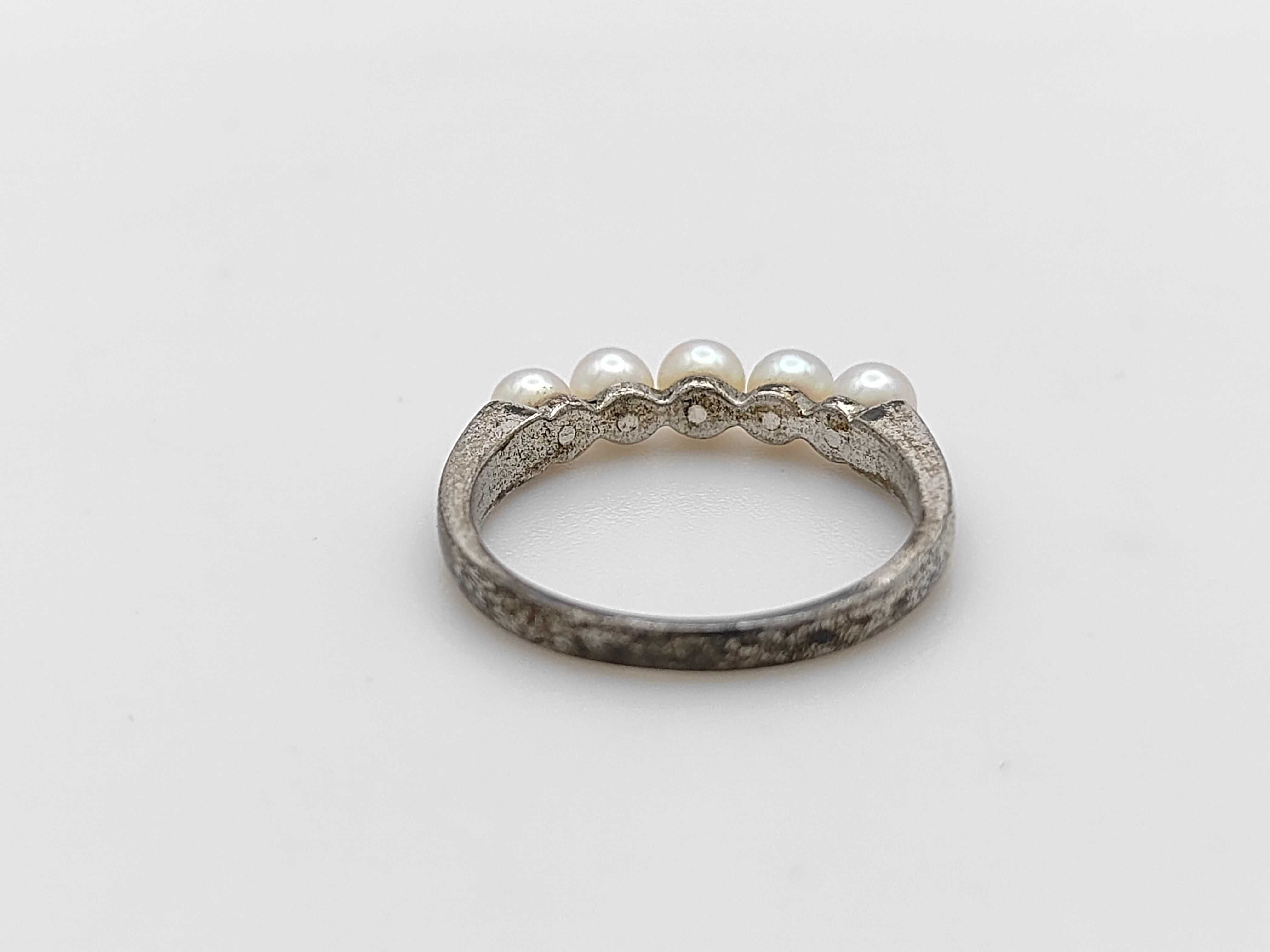 Mikimoto Five-Stone Cultured Pearl Silver Band Ring