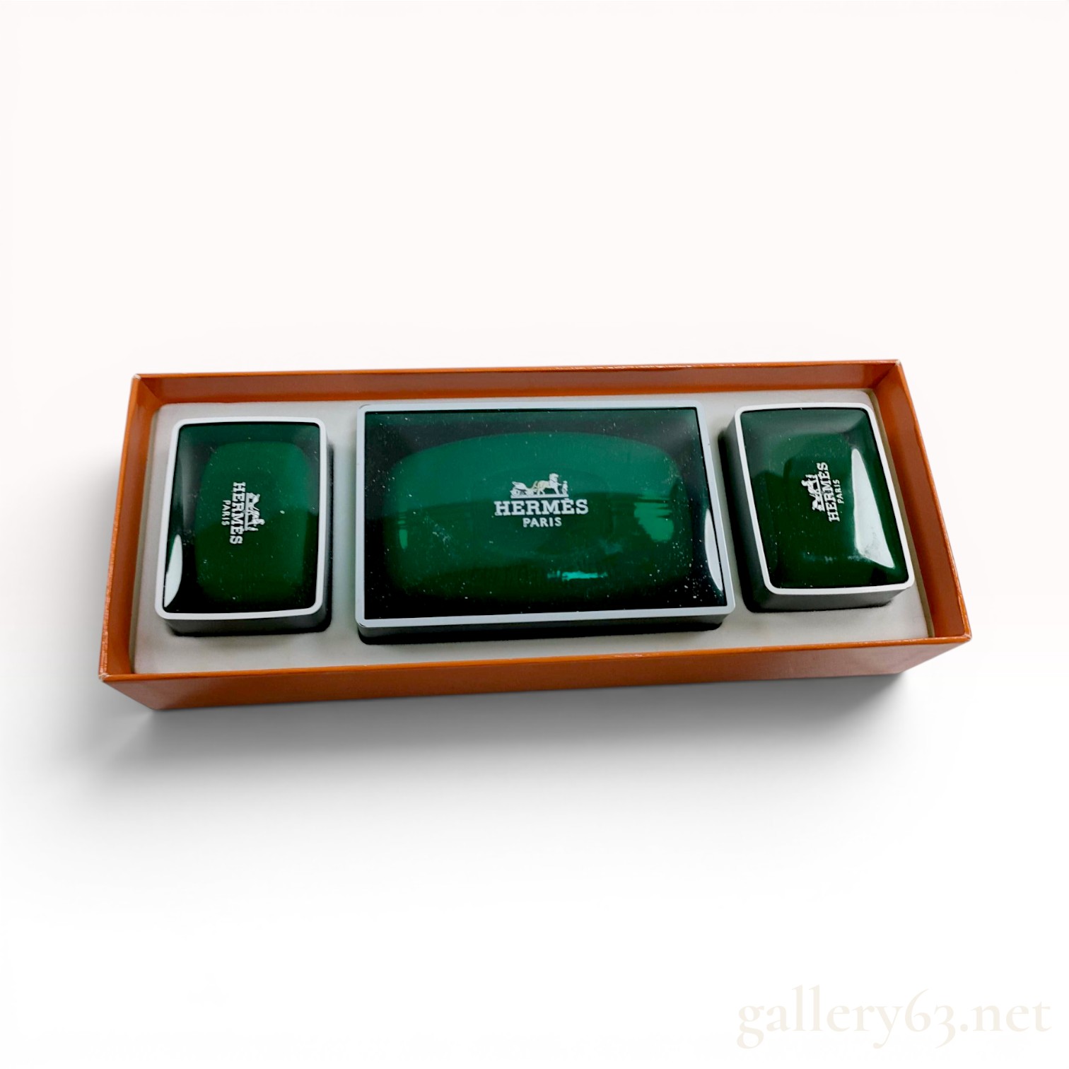 A Three Piece Hermes Eau d Orange Verte Perfumed Soap Set