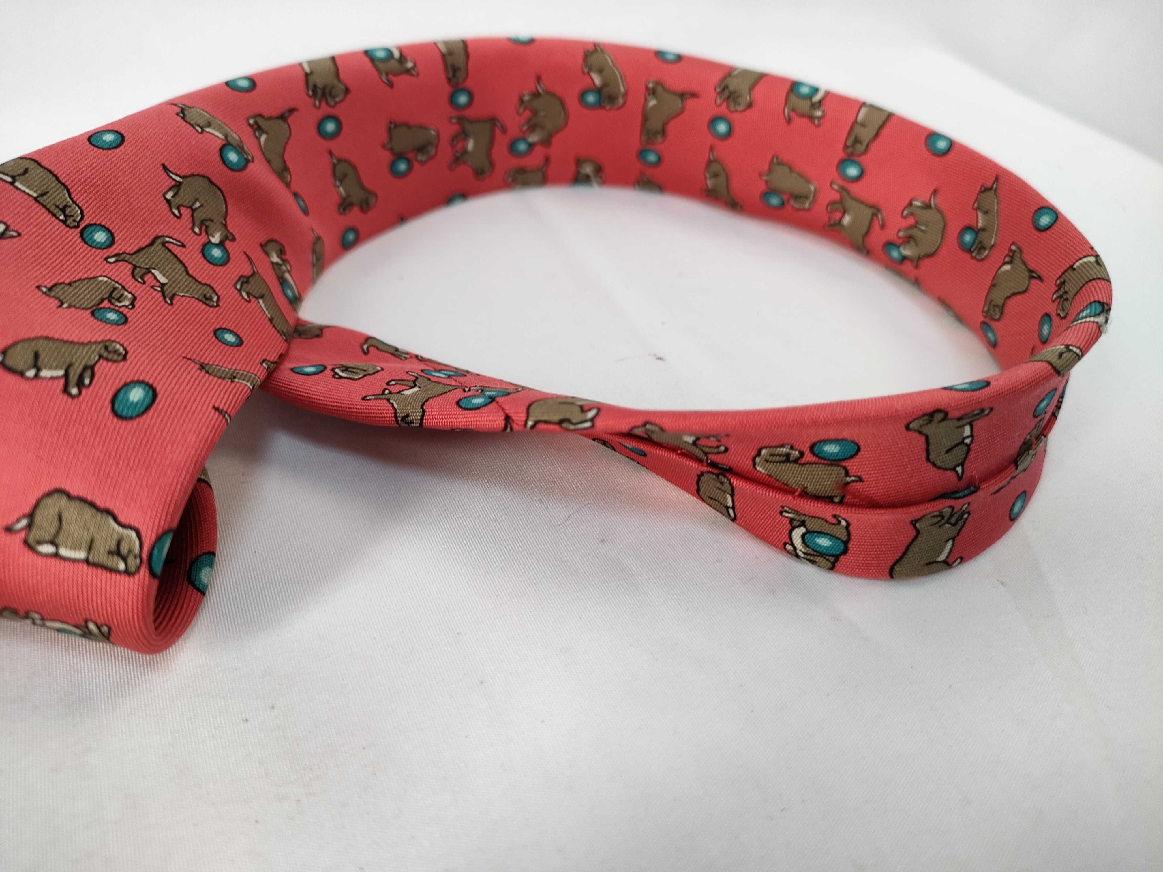 Hermes 7379 PA Printed Silk Puppy Pattern Necktie