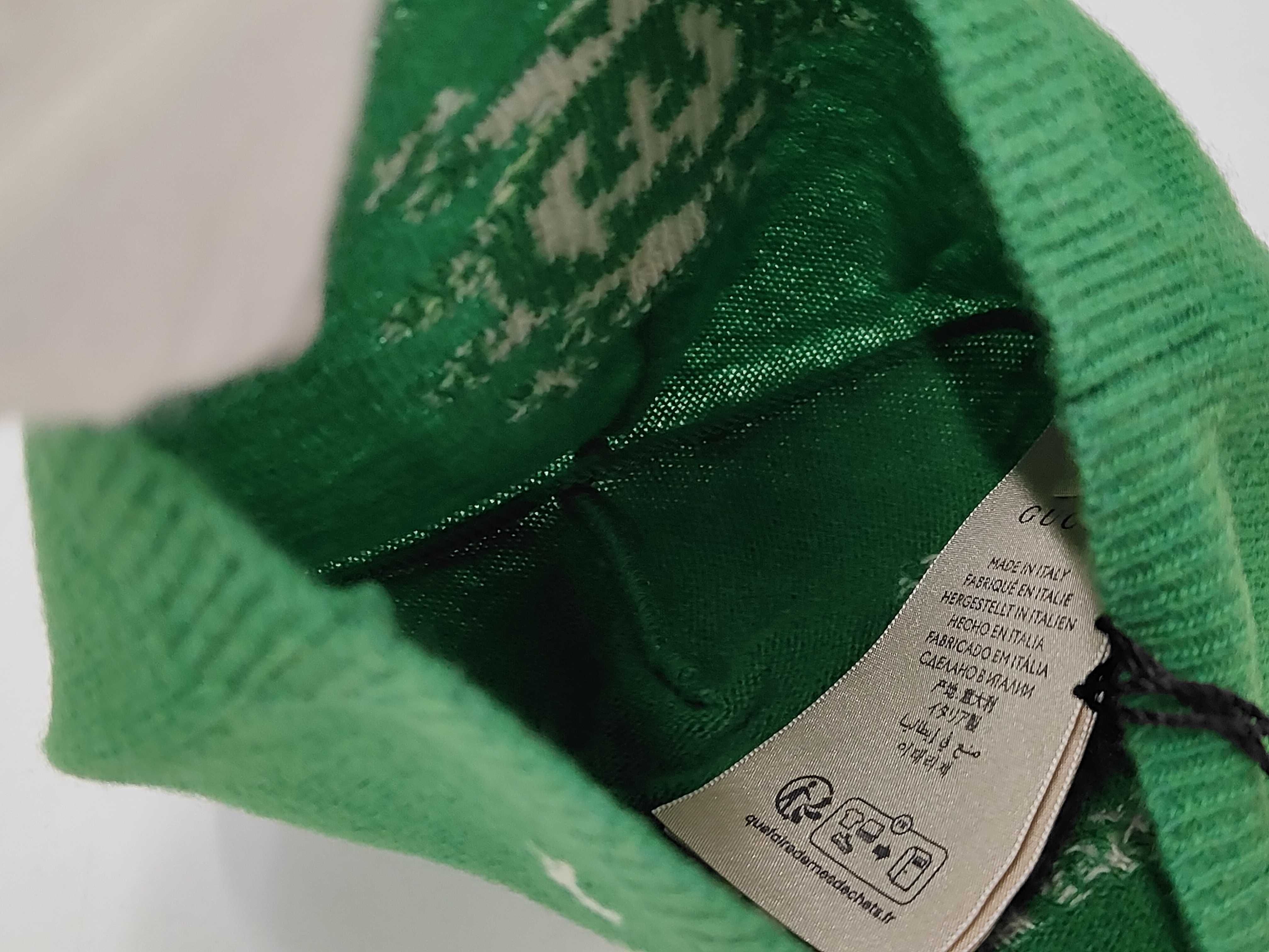 Gucci Kids GG UFO Motif Green Wool Knit Beanie Hat