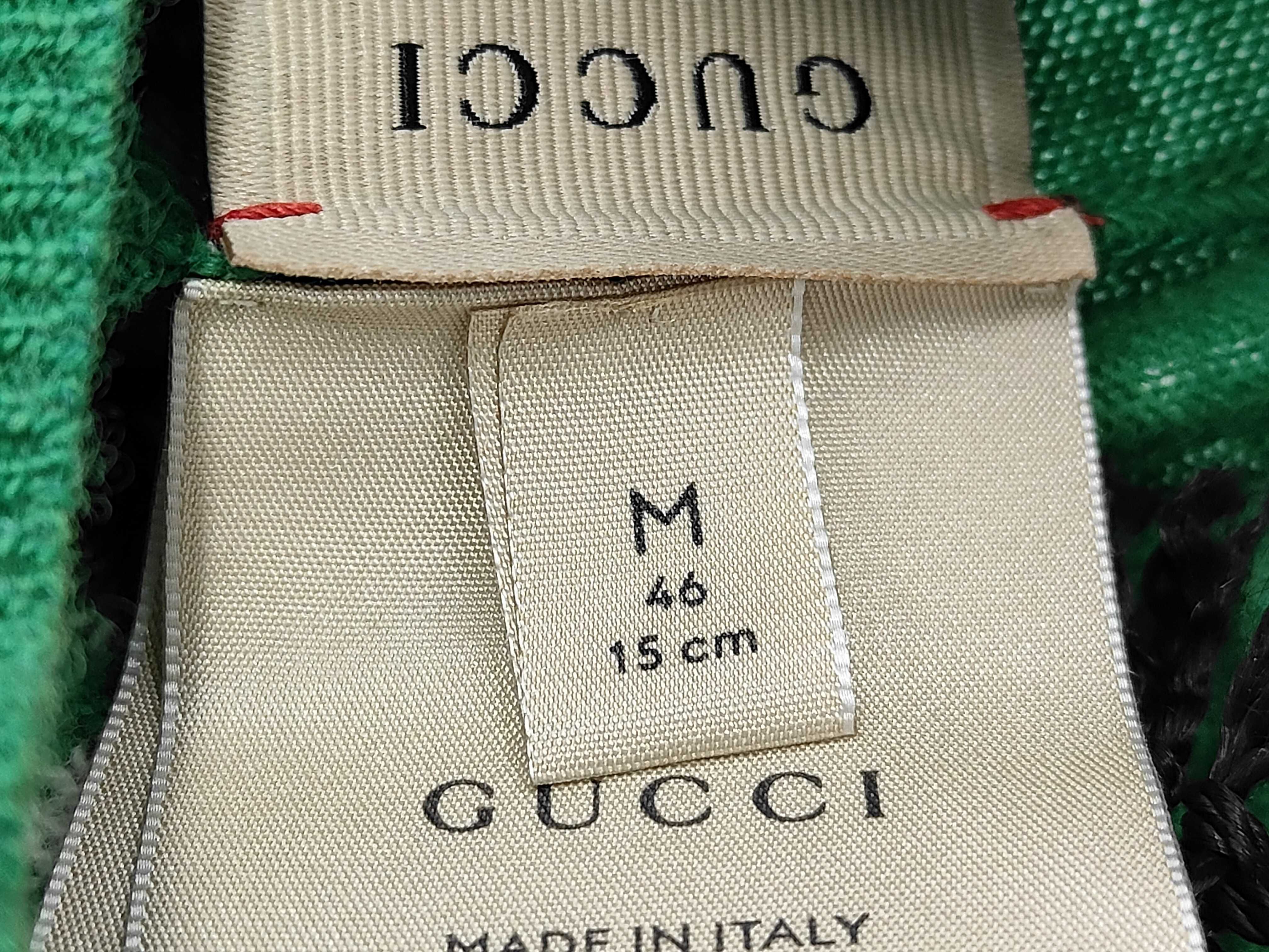 Gucci Kids GG UFO Motif Green Wool Knit Beanie Hat