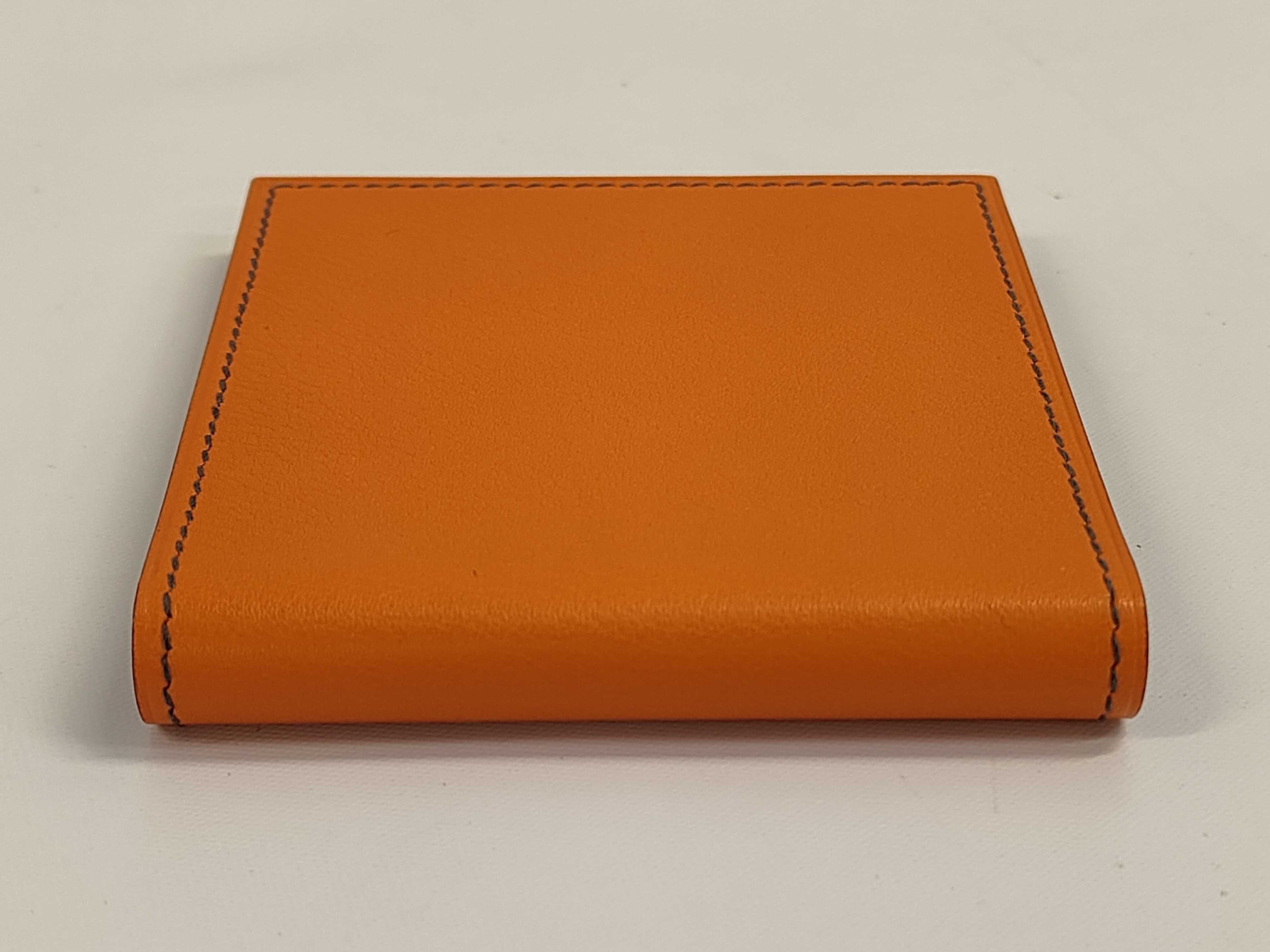Hermes 2001 Ginza Store Opening Orange Leather Bifold Pocket Mirror